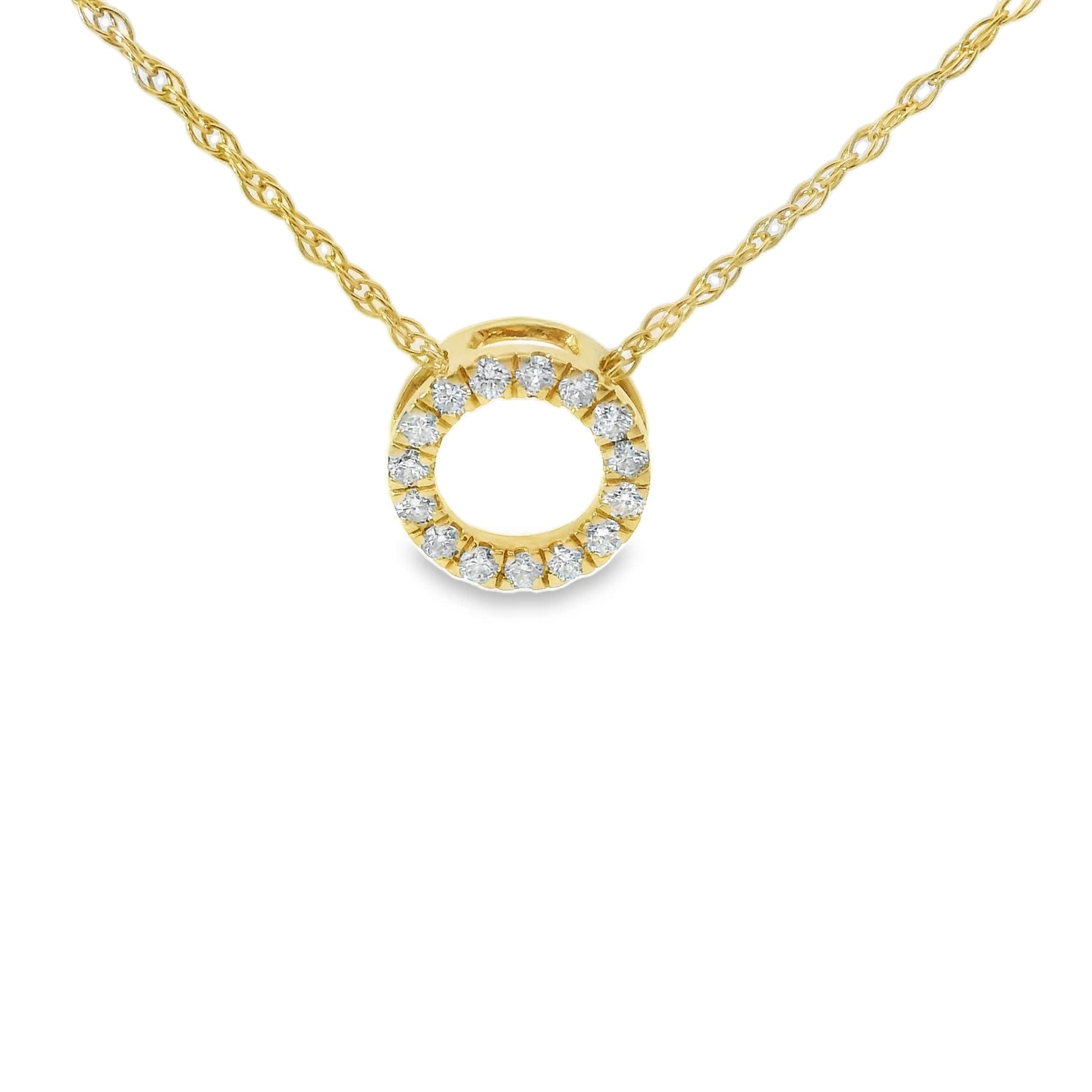 14K Yellow Gold Diamond Circle Pendant 0.15 Carat