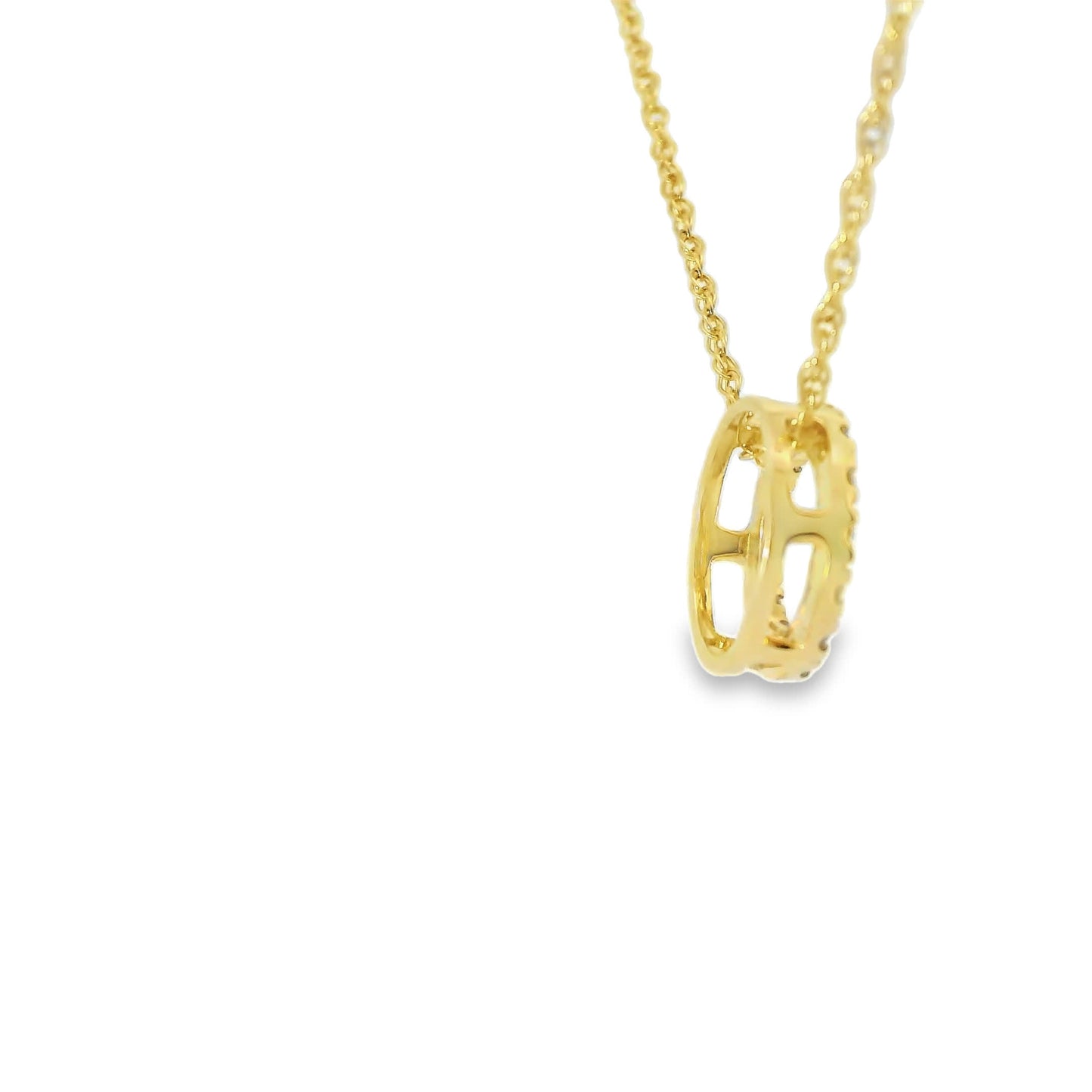 14K Yellow Gold Diamond Circle Pendant 1/4 Carat