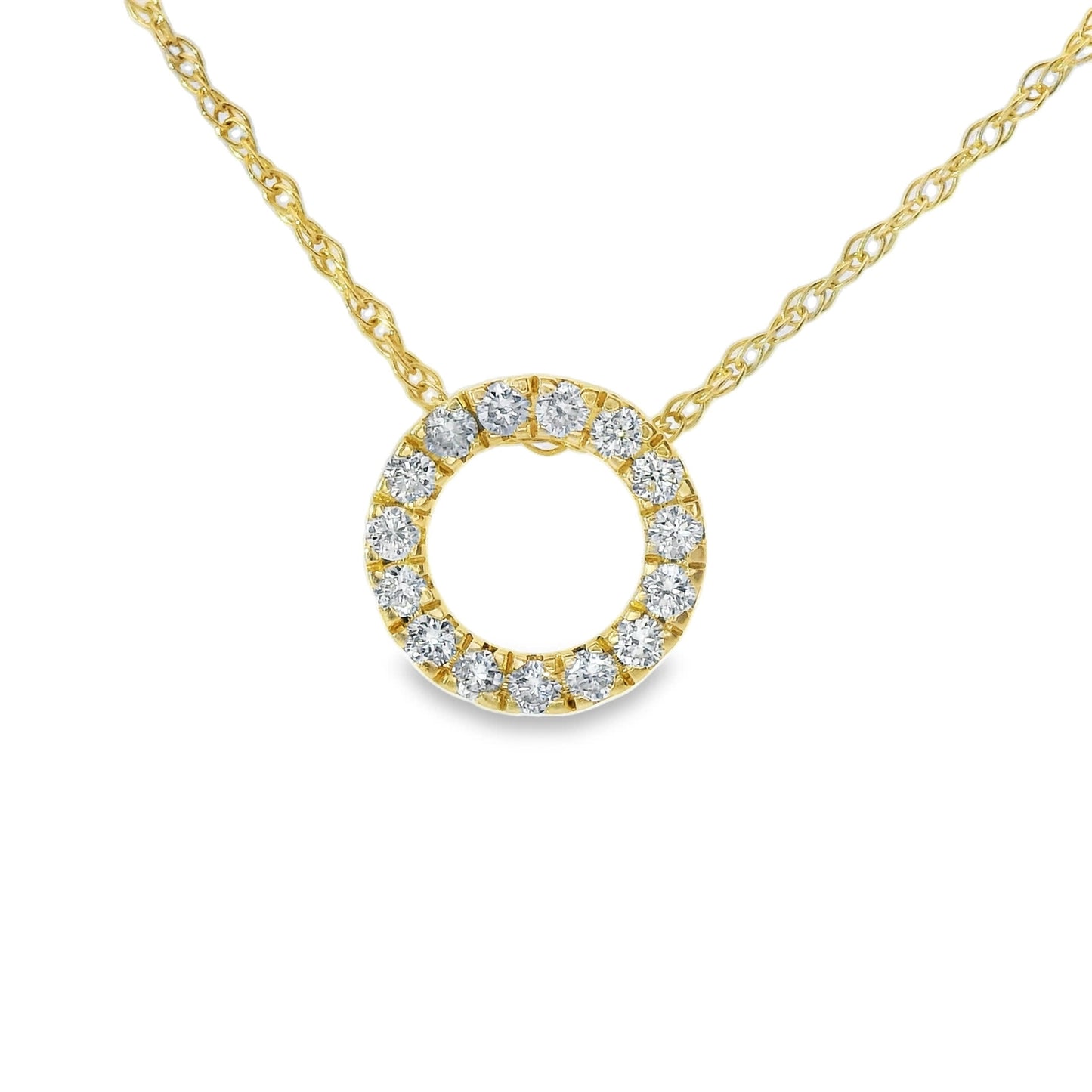 14K Yellow Gold Diamond Circle Pendant 1/4 Carat