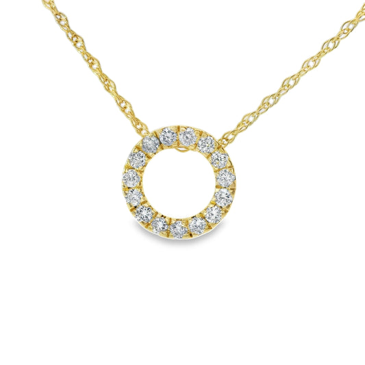 14K Yellow Gold Diamond Circle Pendant 1/4 Carat