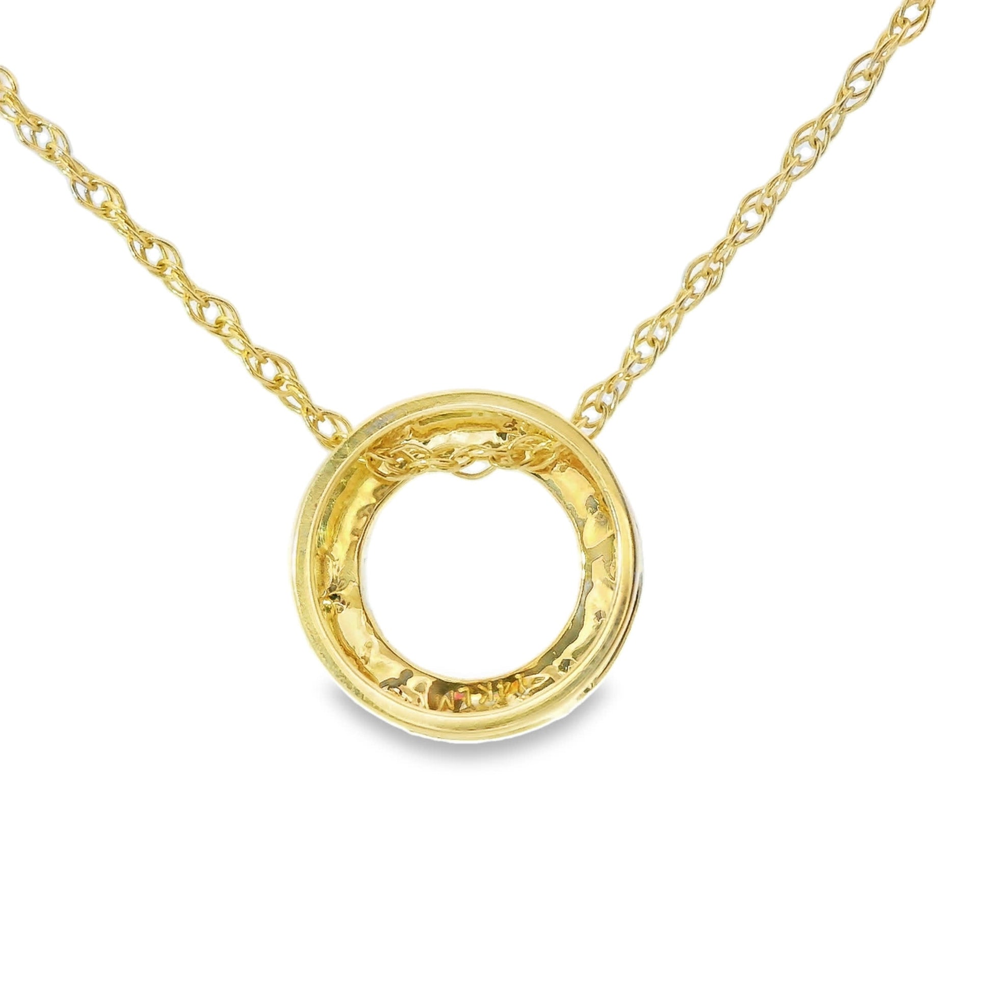 14K Yellow Gold Diamond Circle Pendant 1/4 Carat