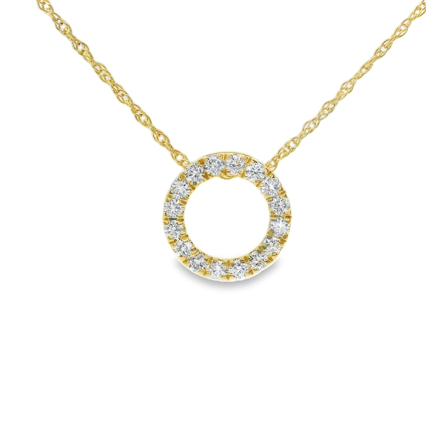 14K Yellow Gold Diamond Circle Pendant 0.33 Carat