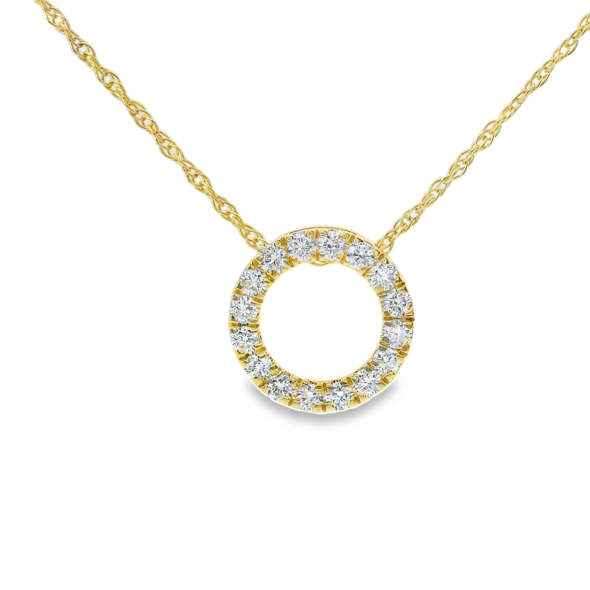 14K Yellow Gold Diamond Circle Pendant 0.33 Carat