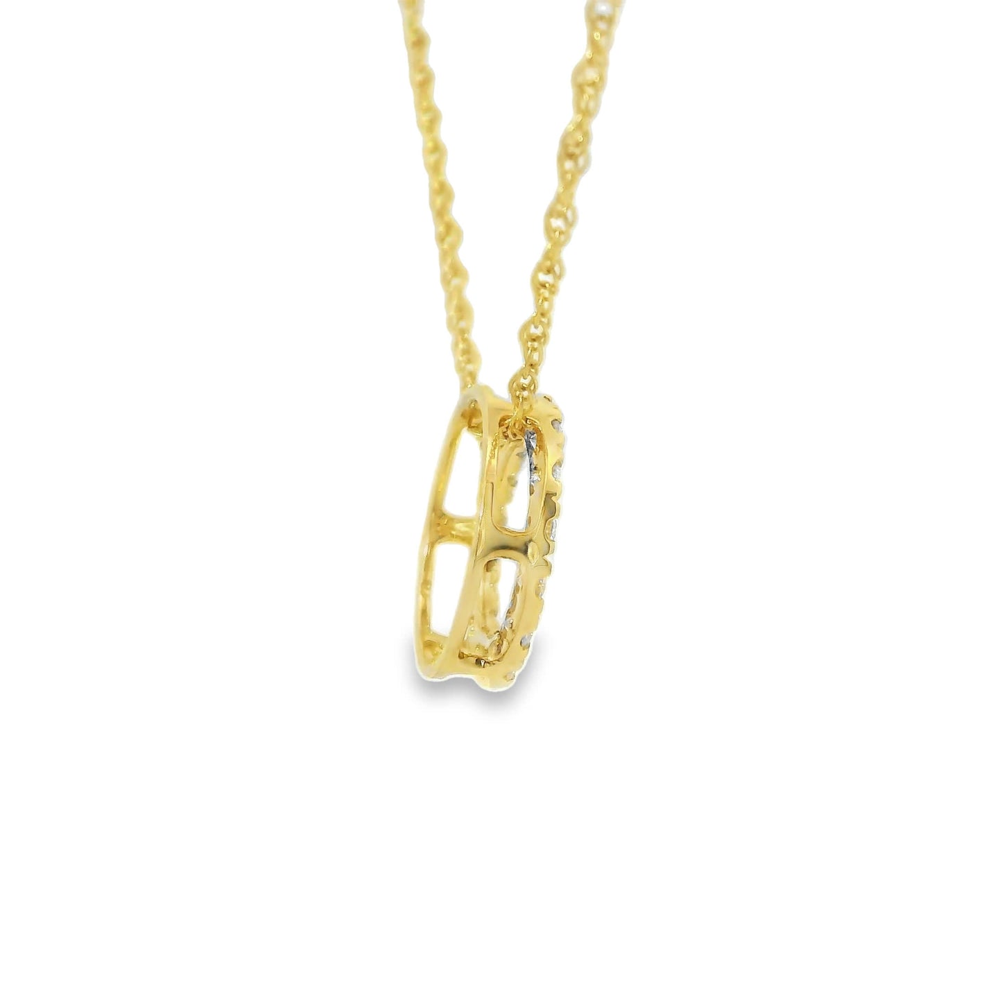 14K Yellow Gold Diamond Circle Pendant 0.33 Carat