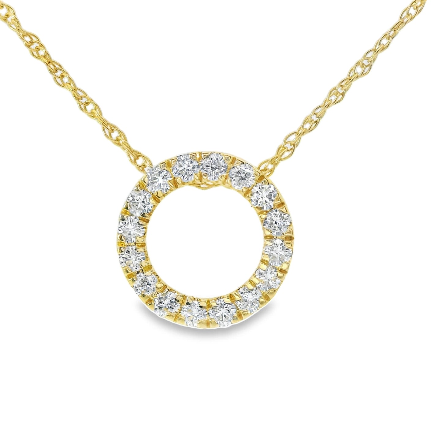 14K Yellow Gold Diamond Circle Pendant 0.33 Carat
