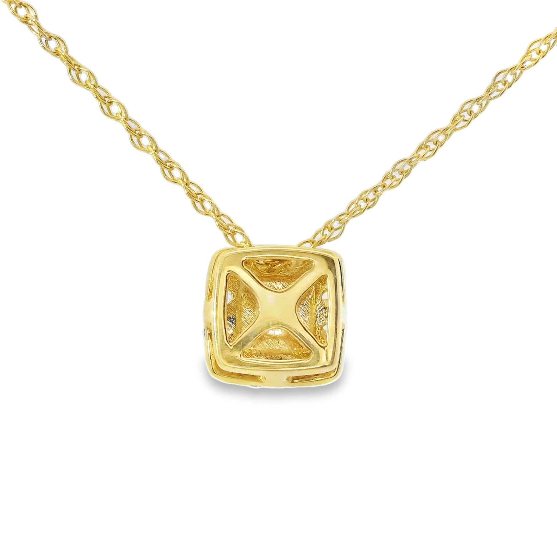 1/2 Carat 14K Yellow Gold Cushion Diamond Pendant