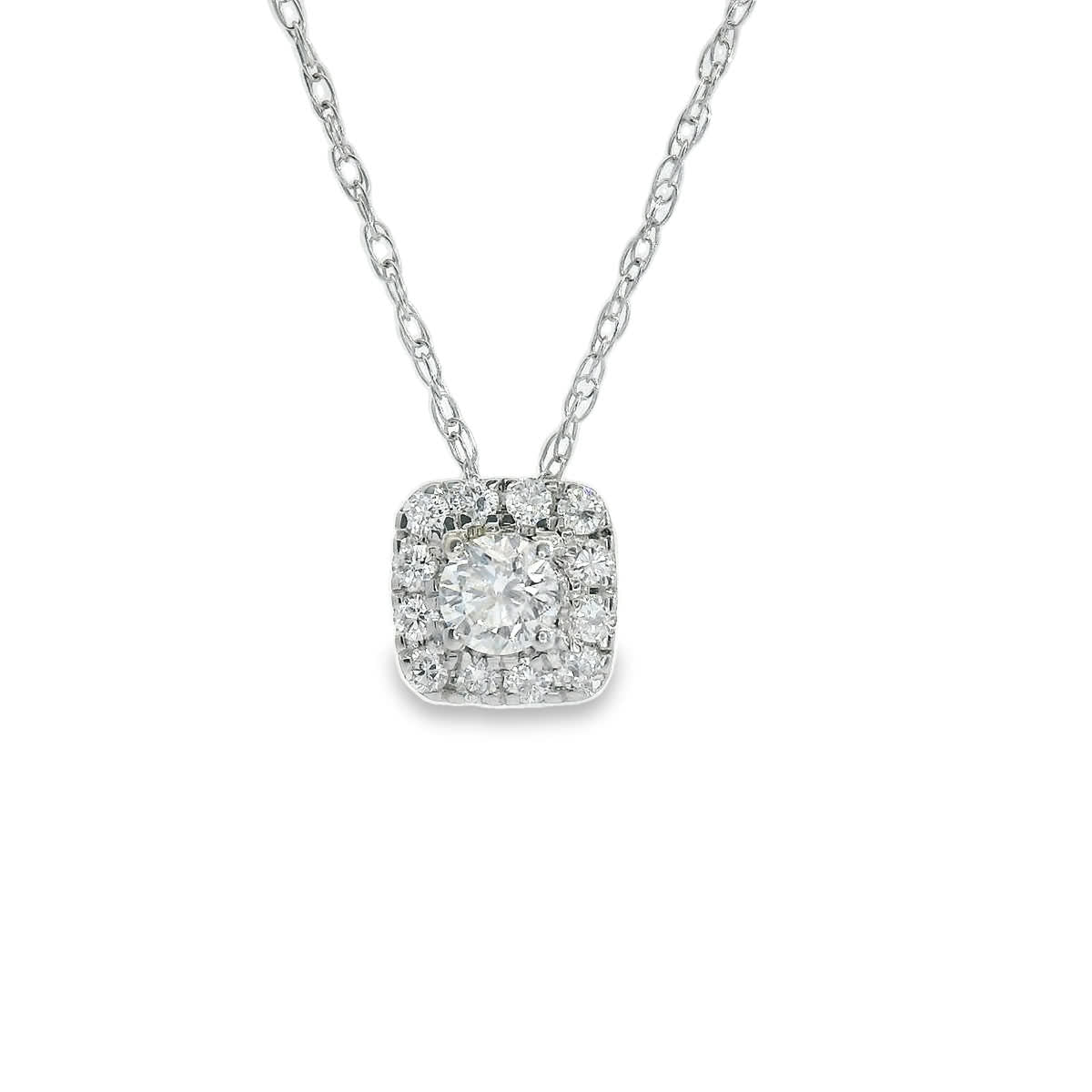 1/4 Carat 14K Gold Cushion Diamond Pendant