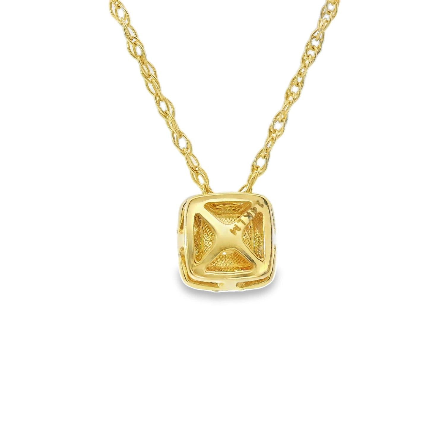 1/4 Carat 14K Gold Cushion Diamond Pendant
