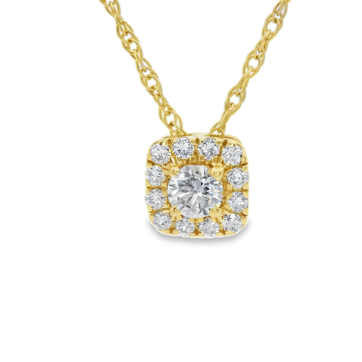 1/4 Carat 14K Gold Cushion Diamond Pendant