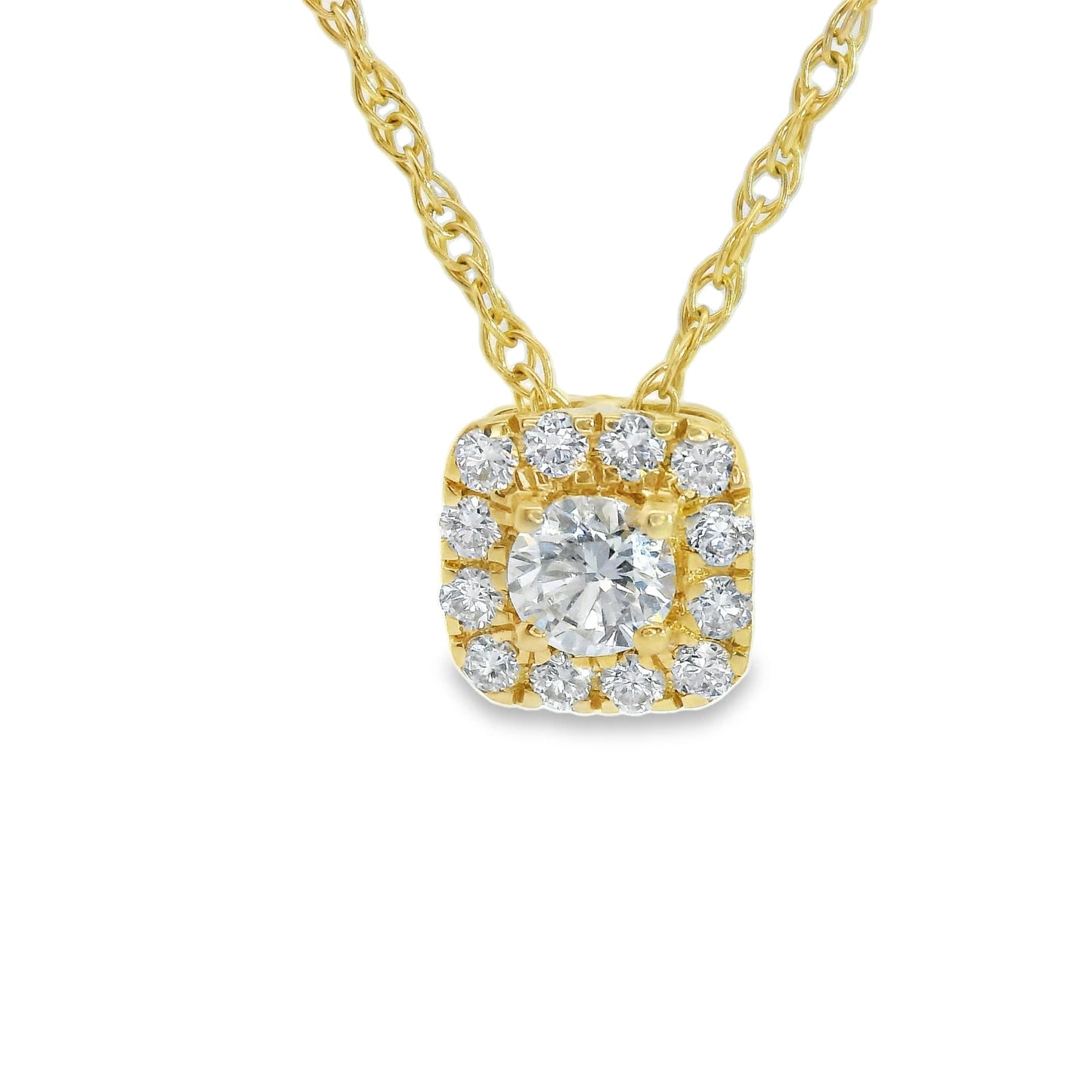 1/4 Carat 14K Gold Cushion Diamond Pendant