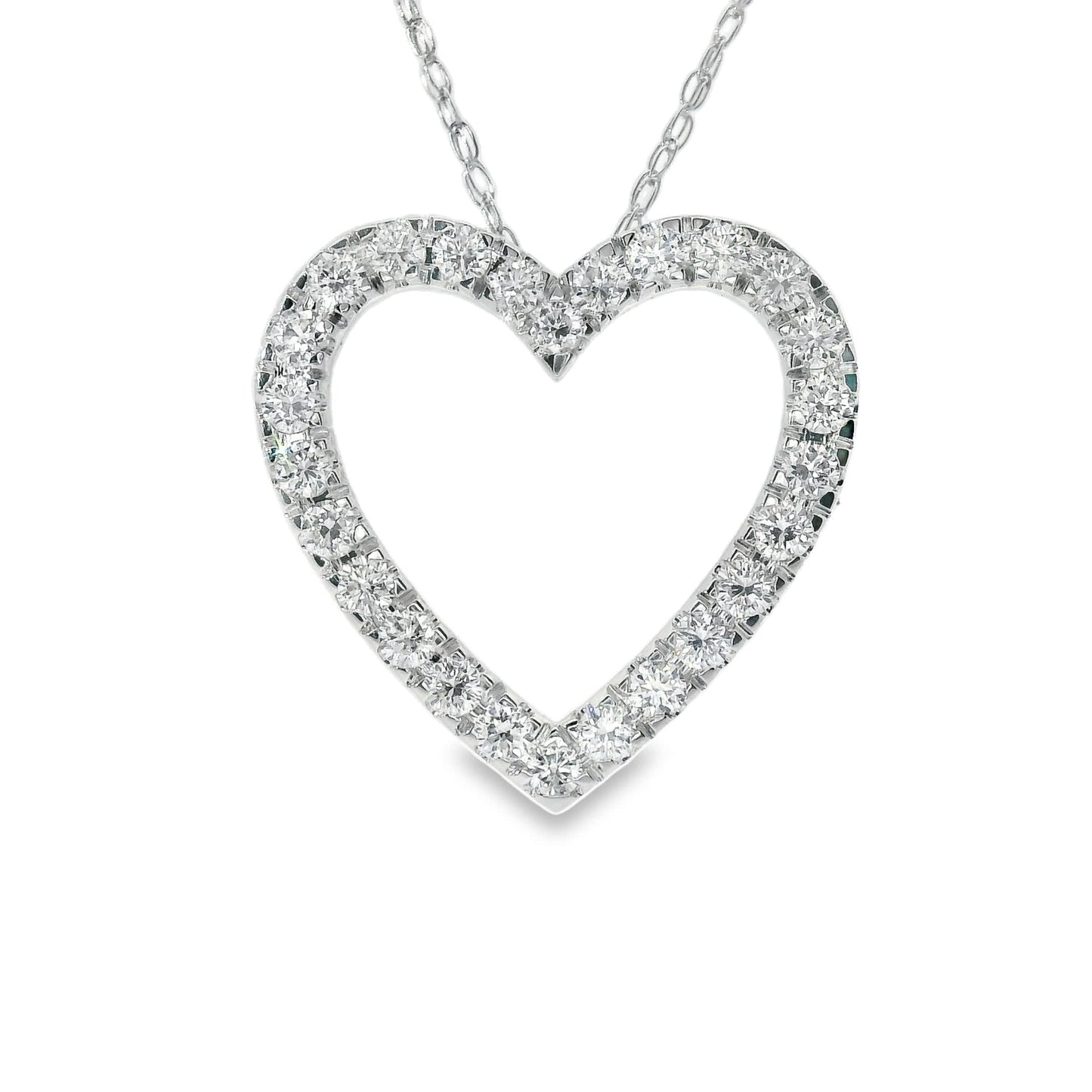 1/2 Carat 14K Gold Classic Heart Diamond Pendant Necklace