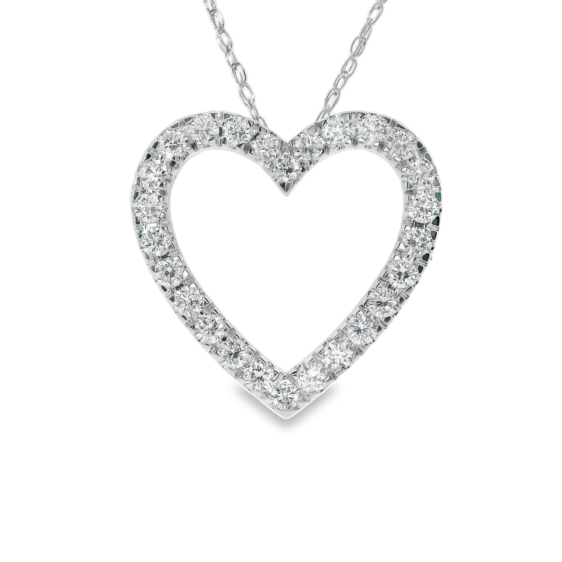 1/2 Carat 14K Gold Classic Heart Diamond Pendant Necklace