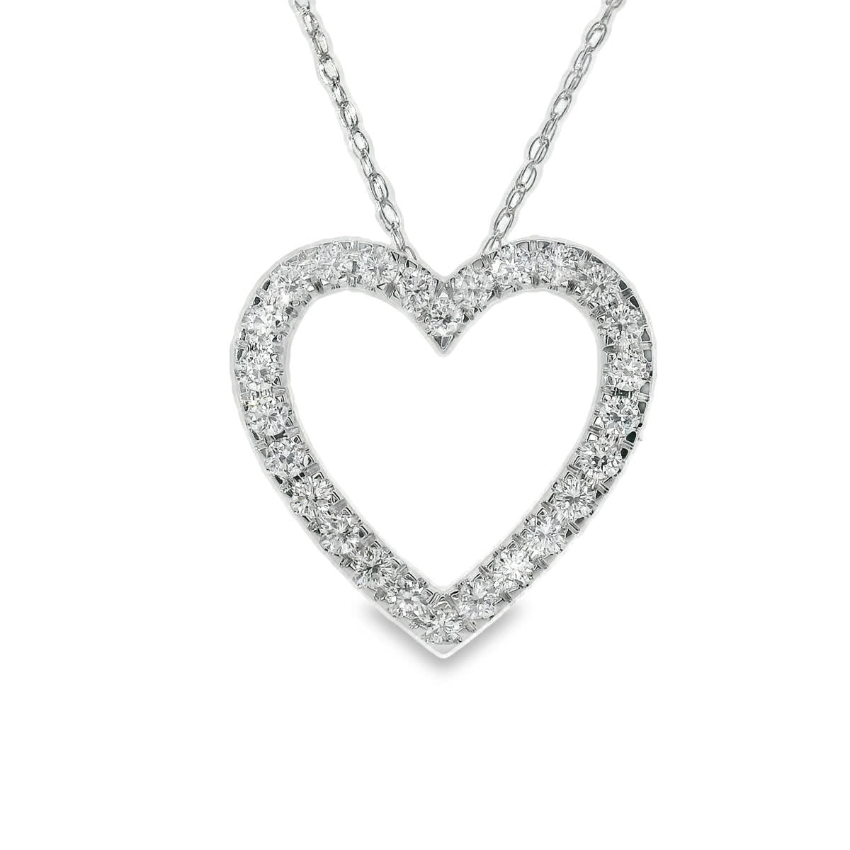1/2 Carat 14K Gold Classic Heart Diamond Pendant Necklace