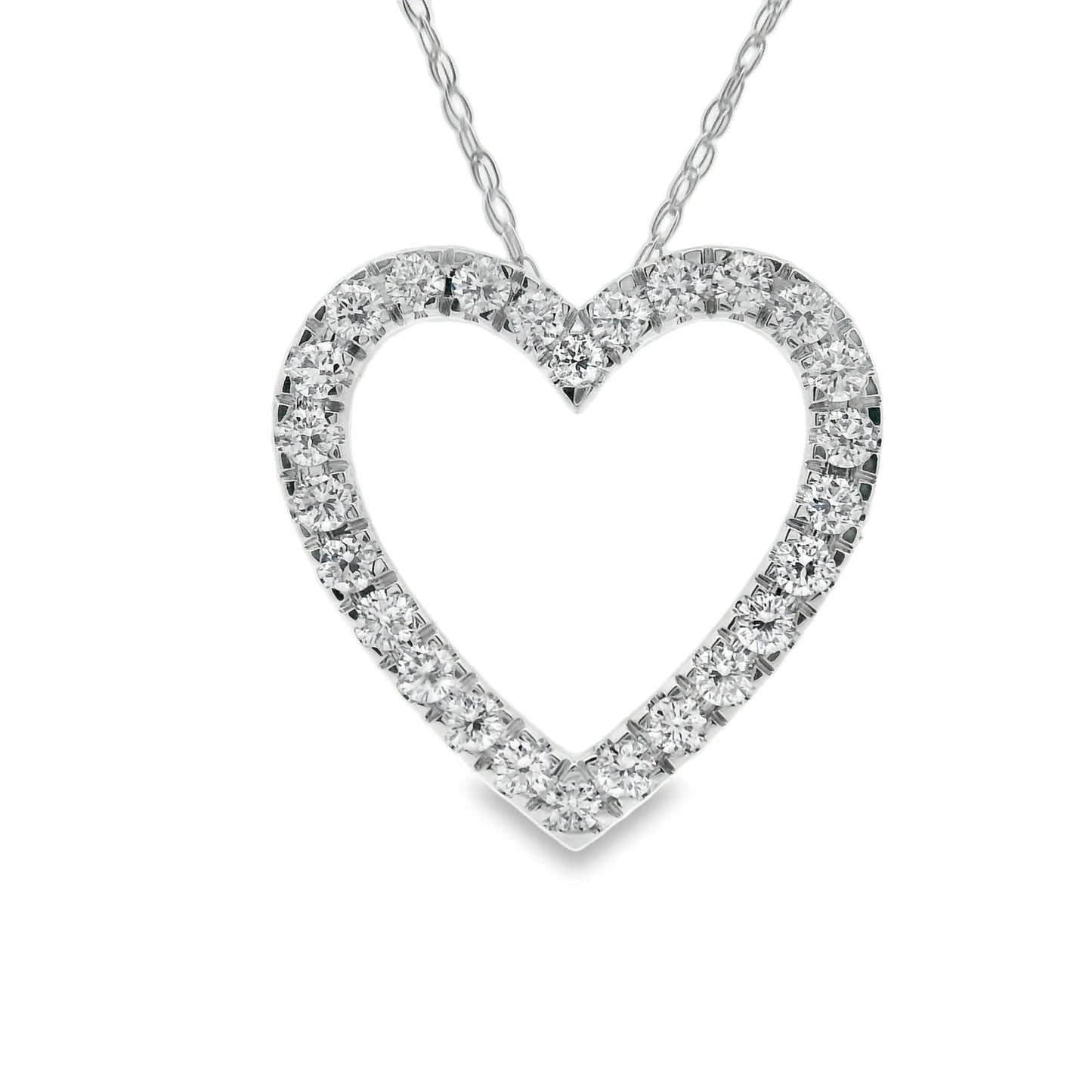 1/2 Carat 14K Gold Classic Heart Diamond Pendant Necklace