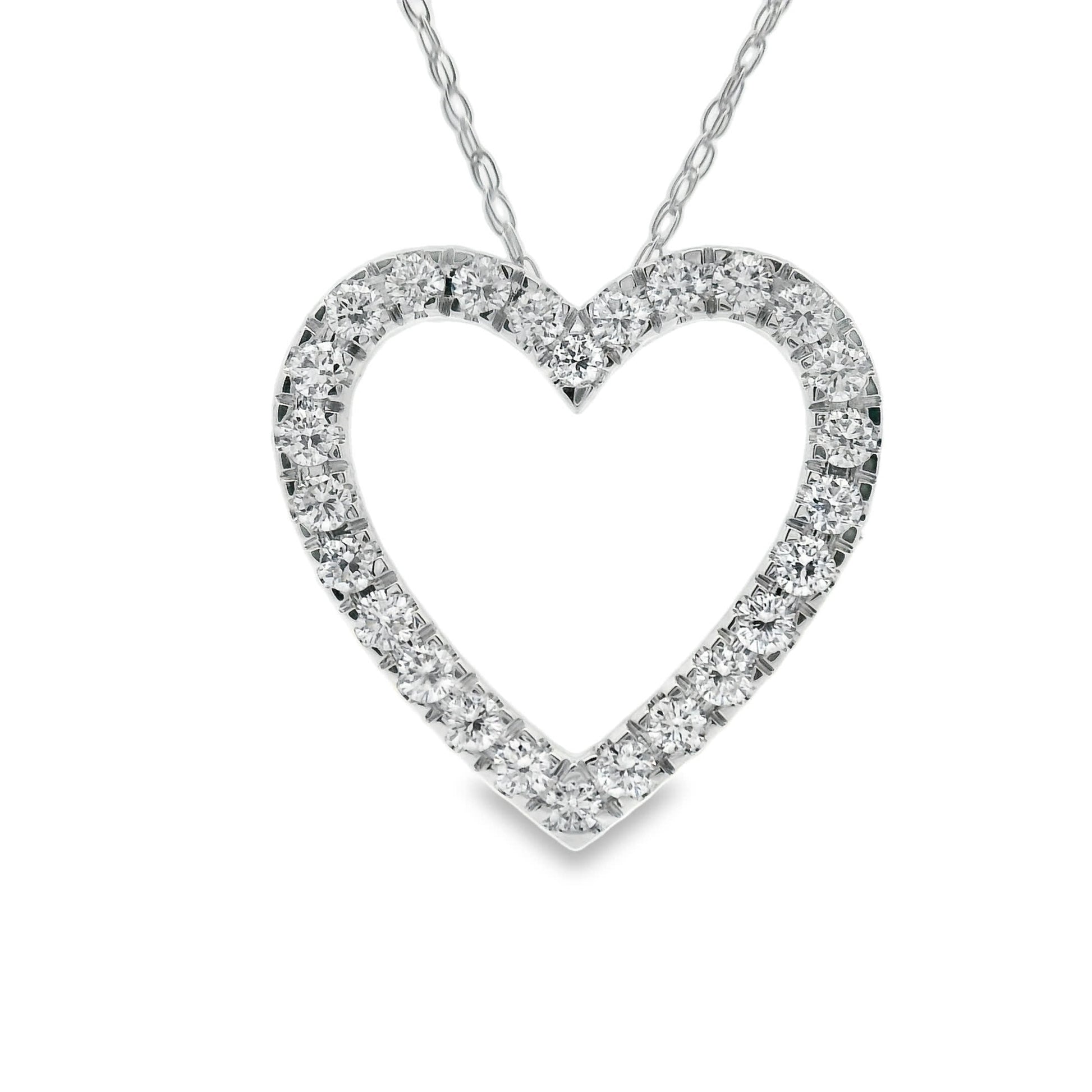 1/2 Carat 14K Gold Classic Heart Diamond Pendant Necklace