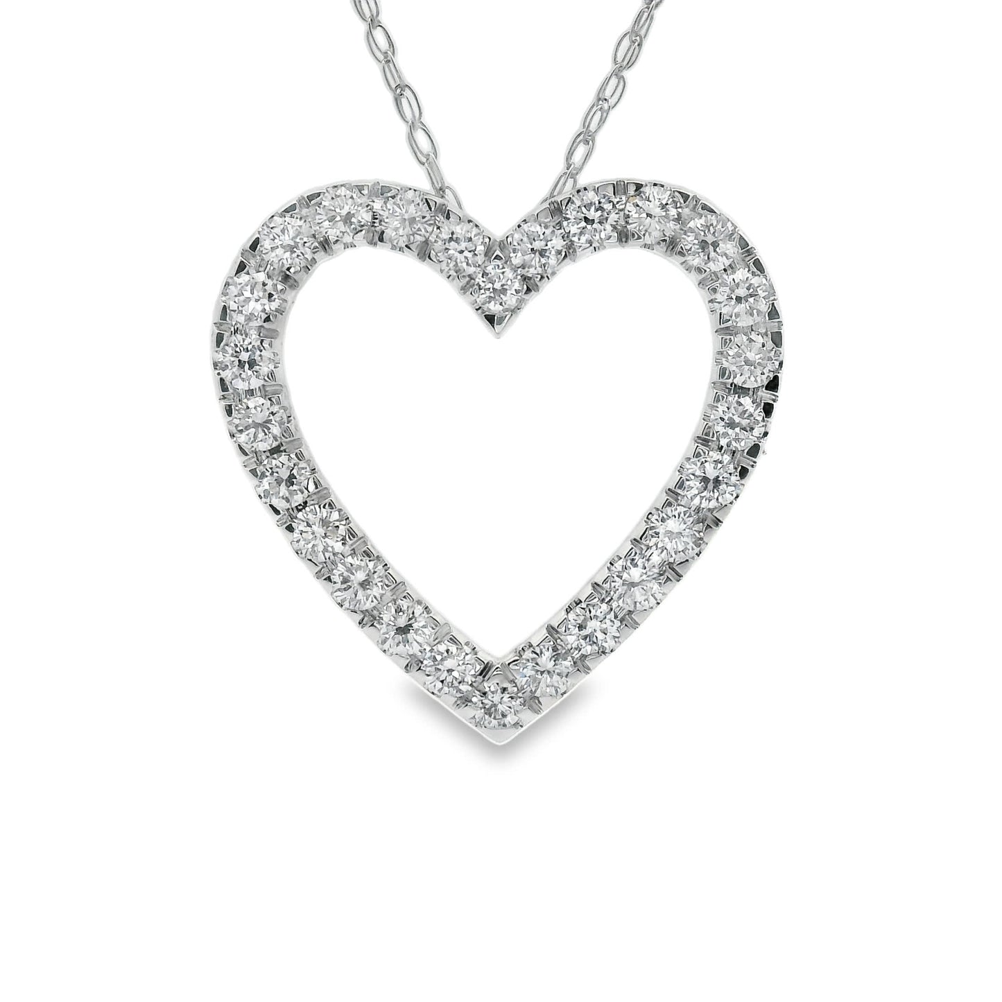 1/2 Carat 14K Gold Classic Heart Diamond Pendant Necklace