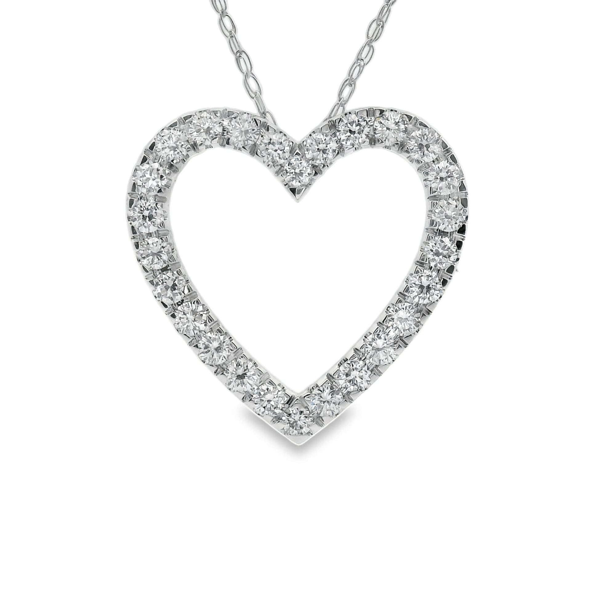 1/2 Carat 14K Gold Classic Heart Diamond Pendant Necklace