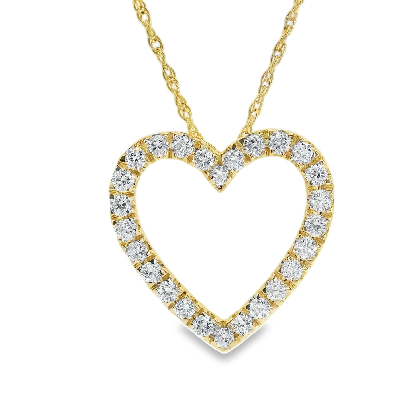 1/2 Carat 14K Gold Classic Heart Diamond Pendant Necklace