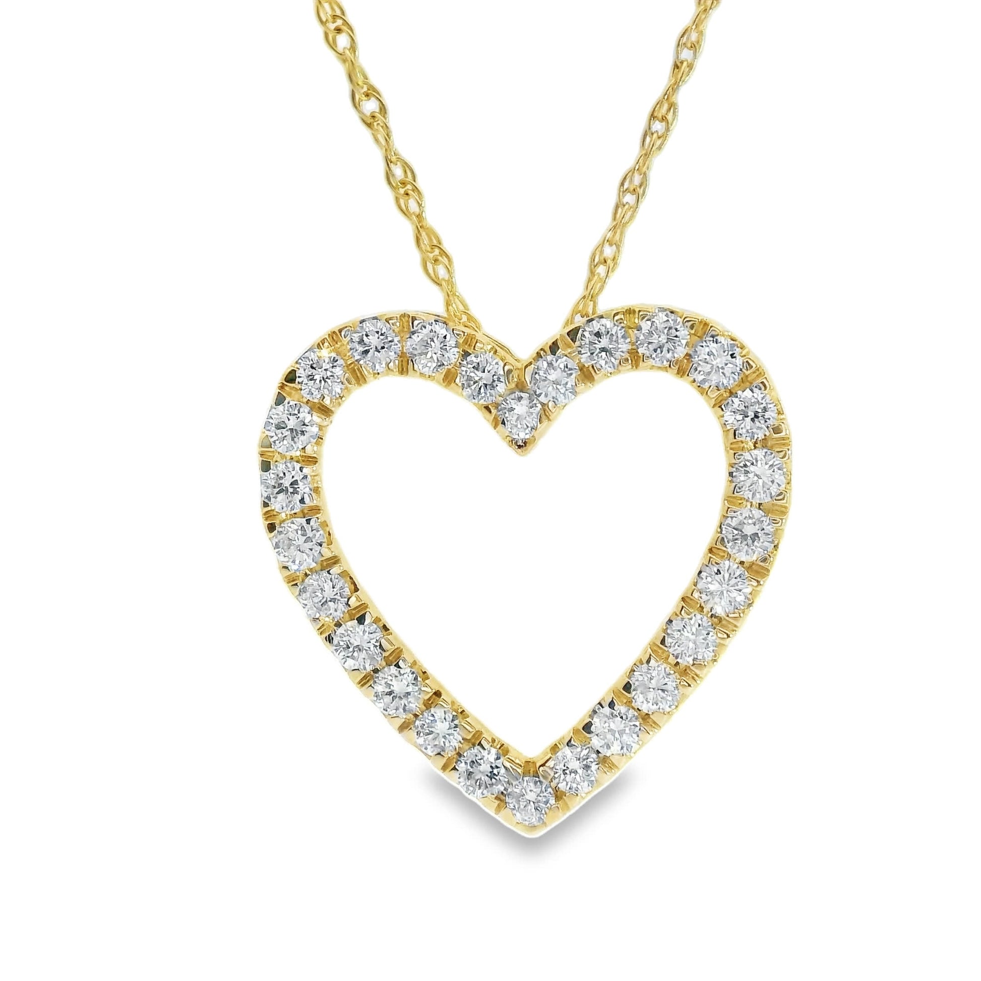 1/2 Carat 14K Gold Classic Heart Diamond Pendant Necklace