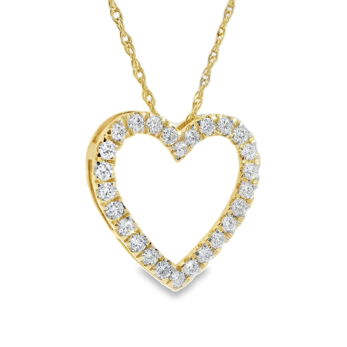 1/2 Carat 14K Gold Classic Heart Diamond Pendant Necklace
