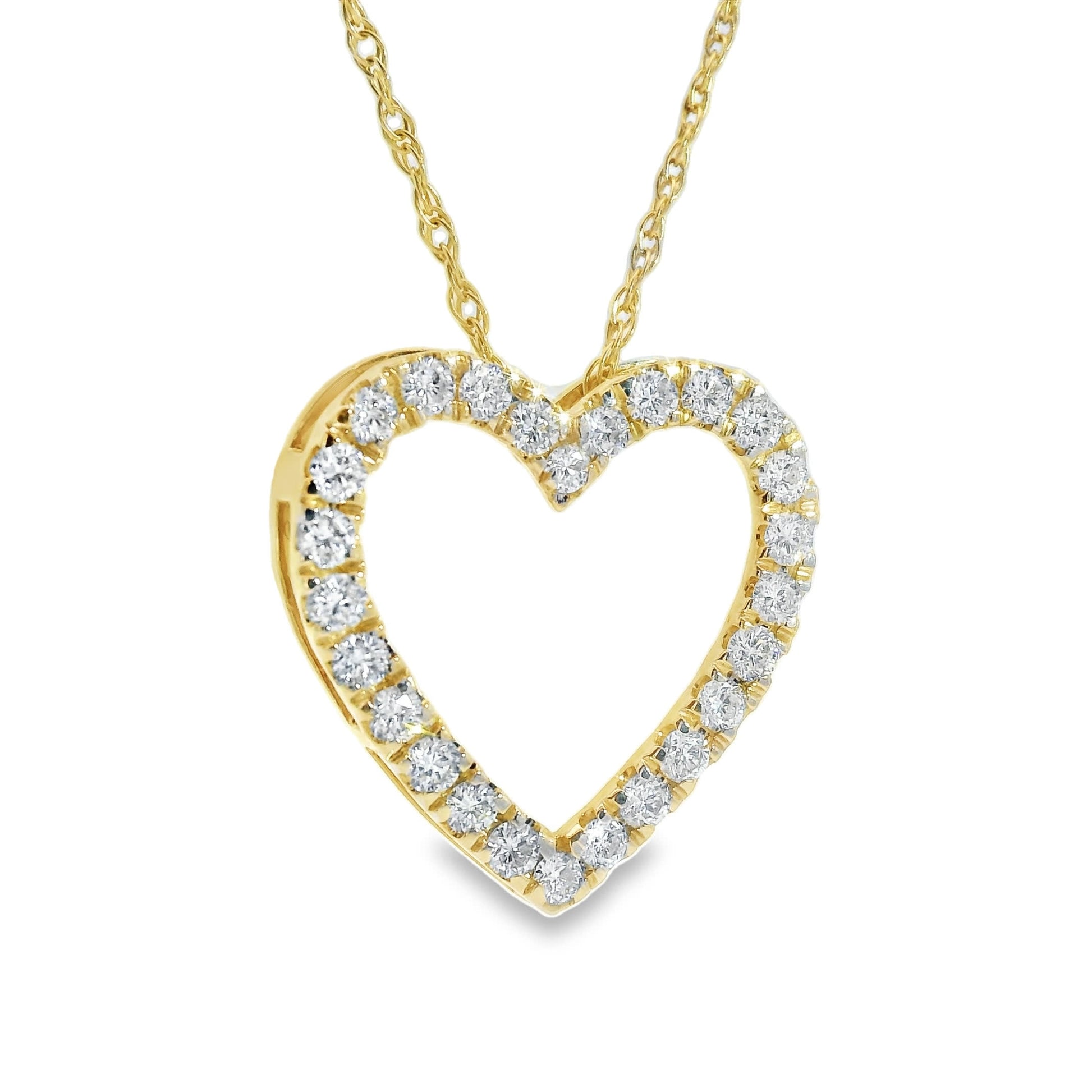 1/2 Carat 14K Gold Classic Heart Diamond Pendant Necklace