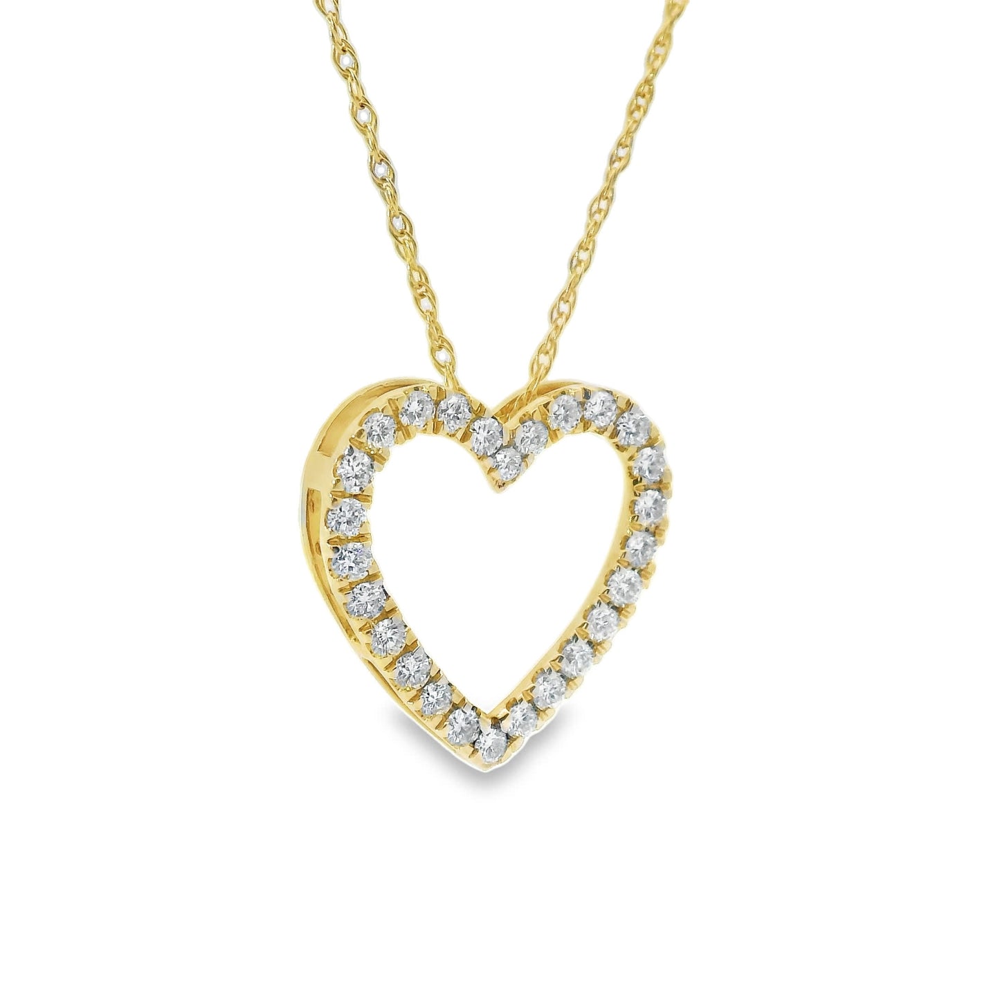 1/2 Carat 14K Gold Classic Heart Diamond Pendant Necklace