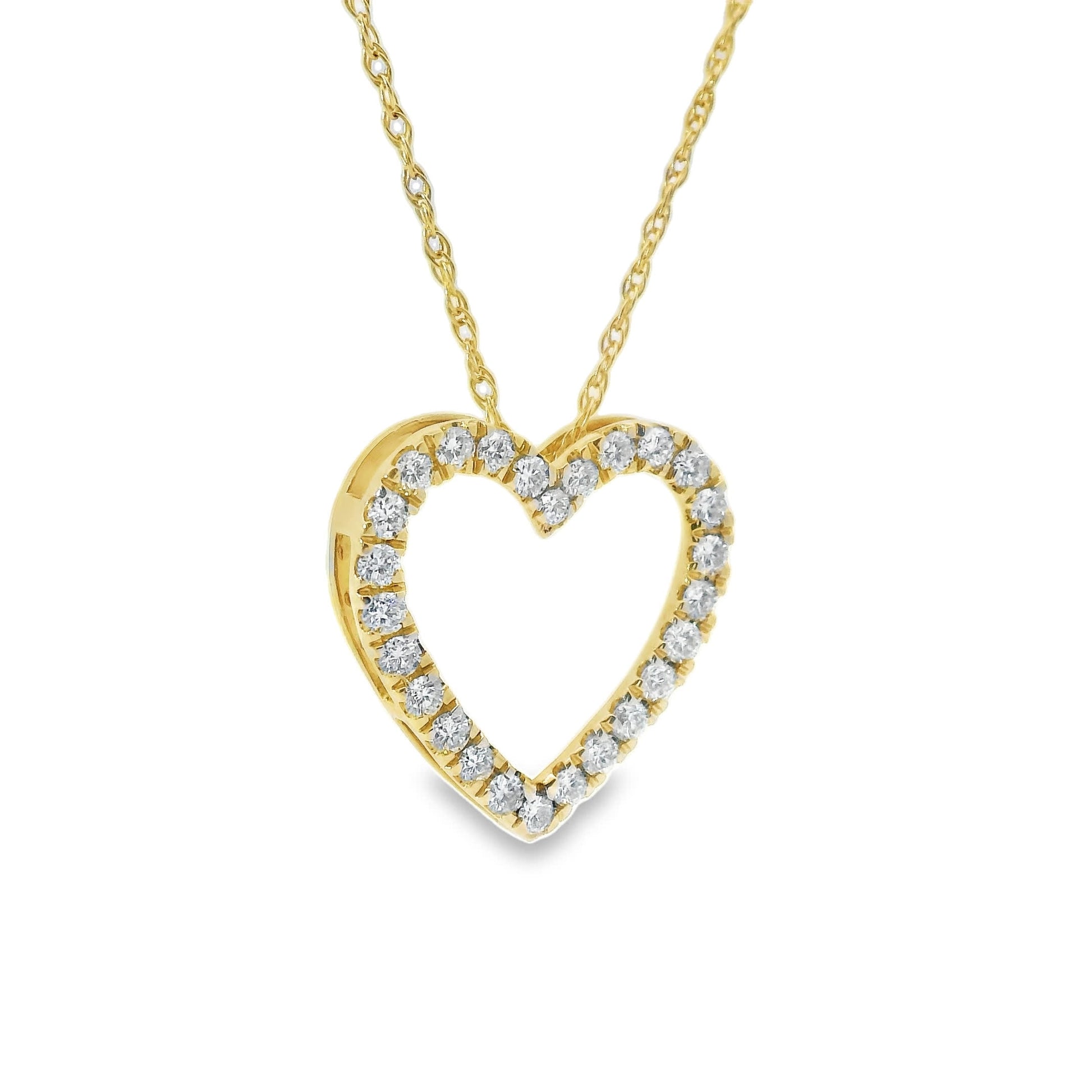 1/2 Carat 14K Gold Classic Heart Diamond Pendant Necklace