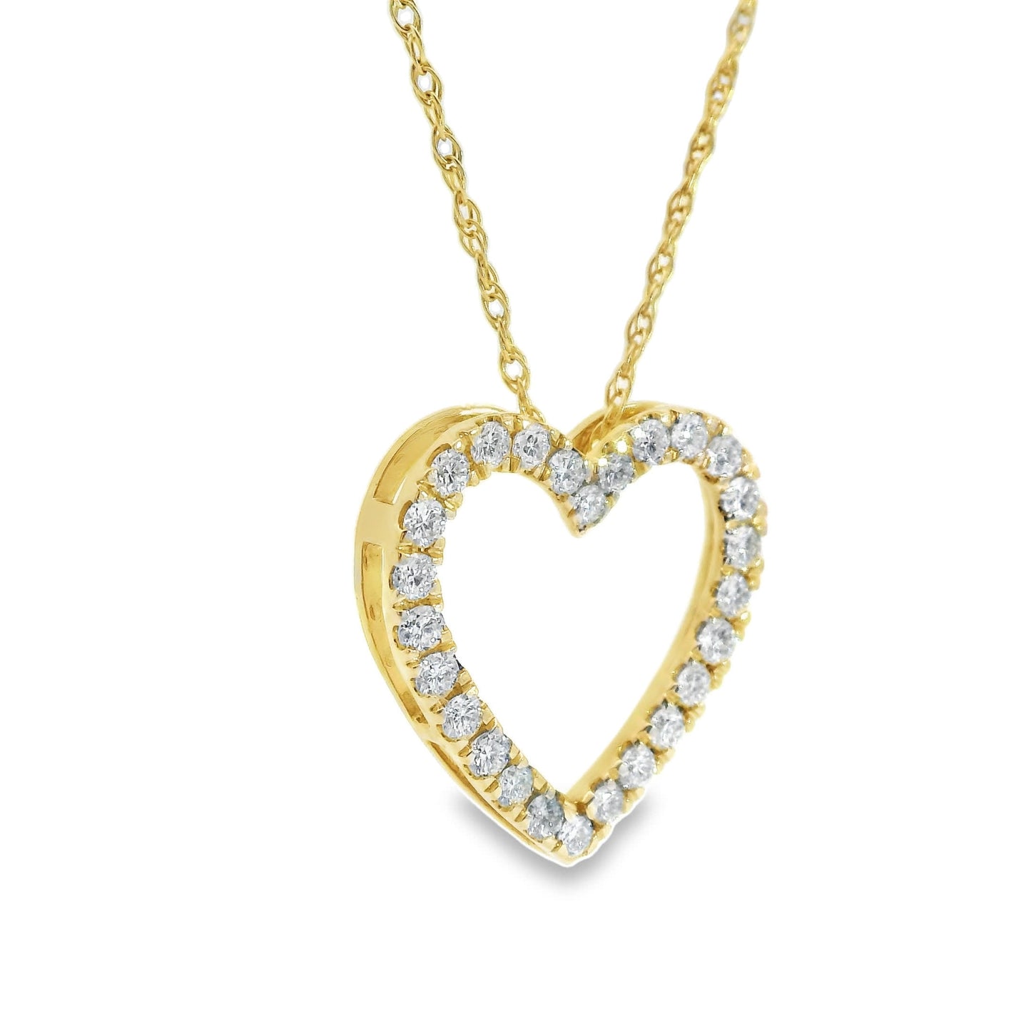 1/2 Carat 14K Gold Classic Heart Diamond Pendant Necklace