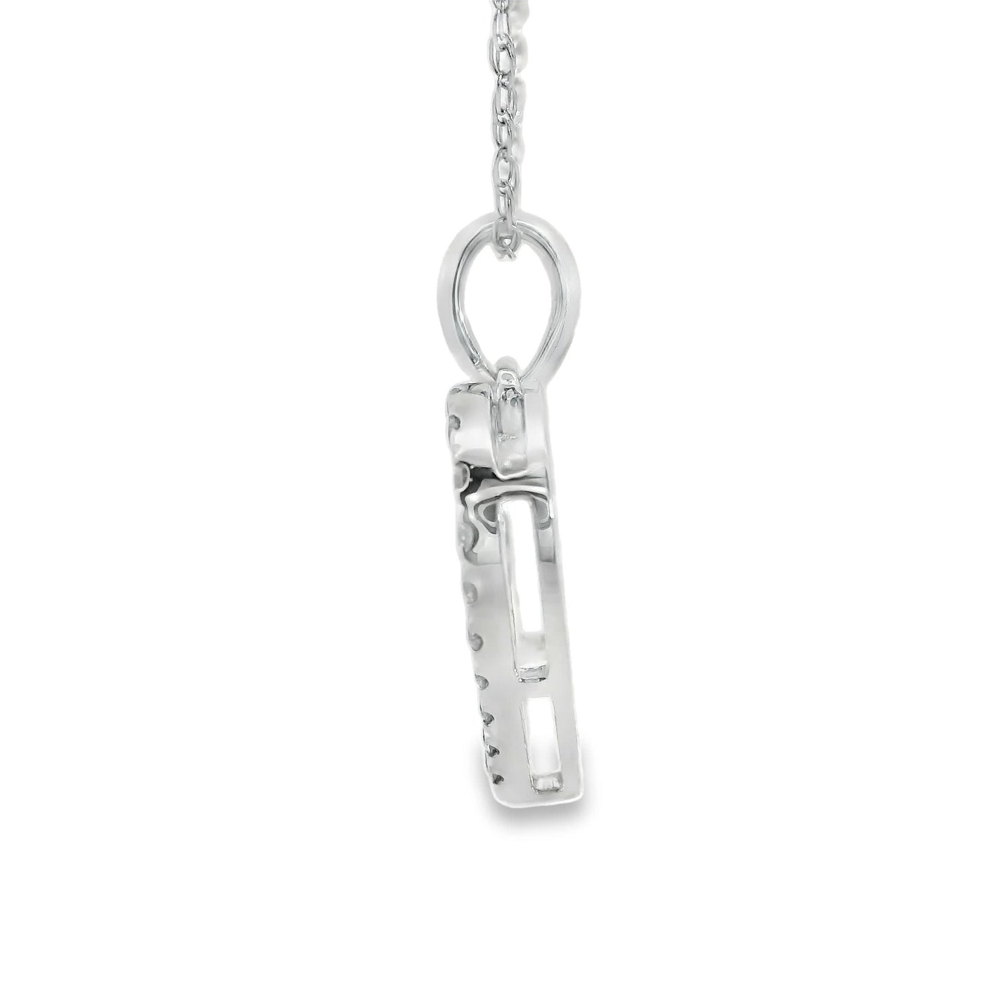 1/4 Carat 14K White Gold Classic Heart Diamond Pendant Necklace