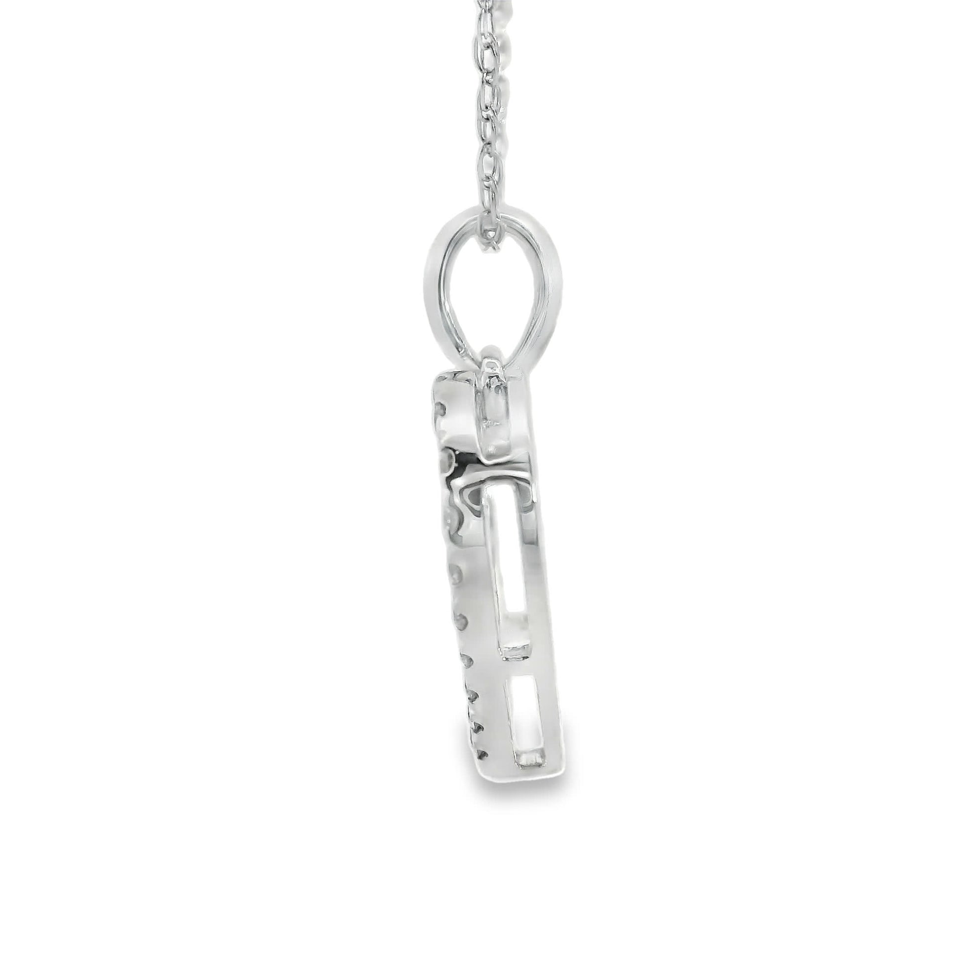 1/4 Carat 14K White Gold Classic Heart Diamond Pendant Necklace