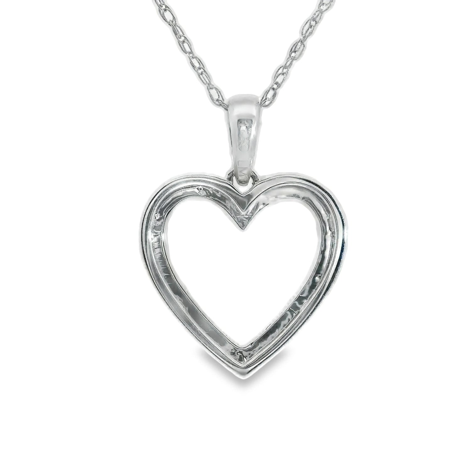1/4 Carat 14K White Gold Classic Heart Diamond Pendant Necklace
