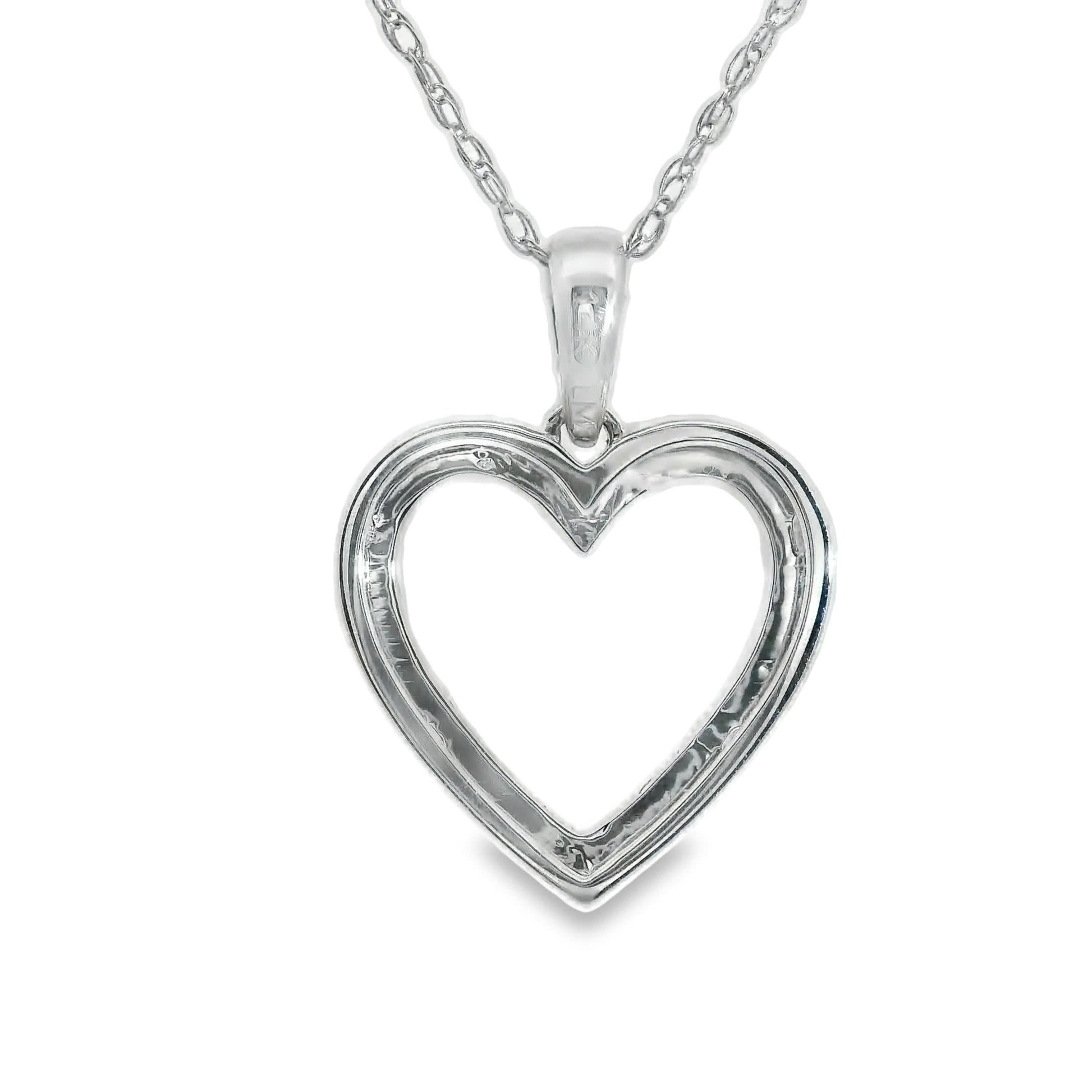 1/4 Carat 14K White Gold Classic Heart Diamond Pendant Necklace