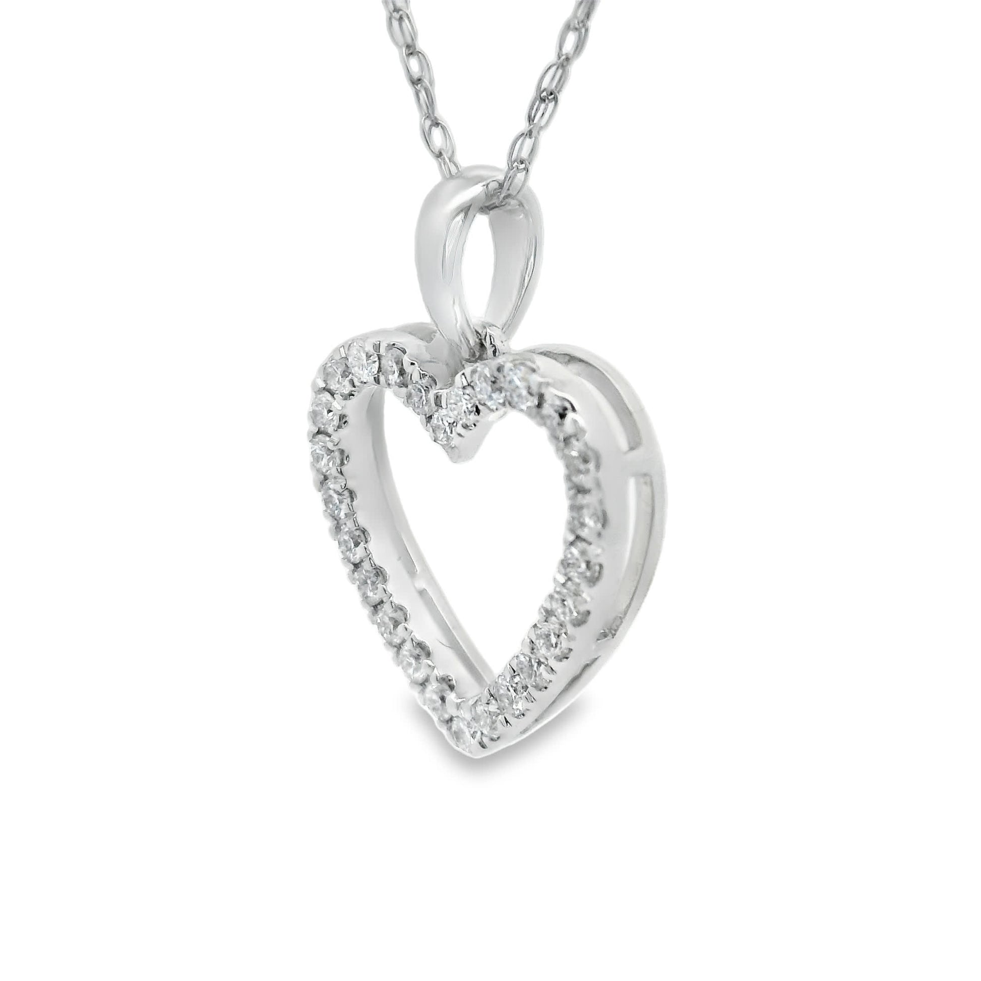 1/4 Carat 14K White Gold Classic Heart Diamond Pendant Necklace