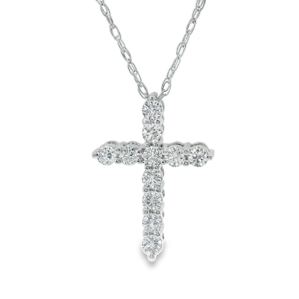 0.33 Carat Lab 14K White Gold  Diamond Sparkling Cross Pendant Necklace