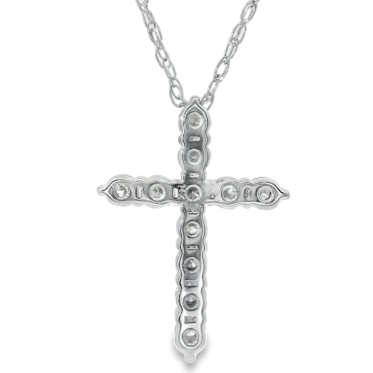 0.33 Carat Lab 14K White Gold  Diamond Sparkling Cross Pendant Necklace