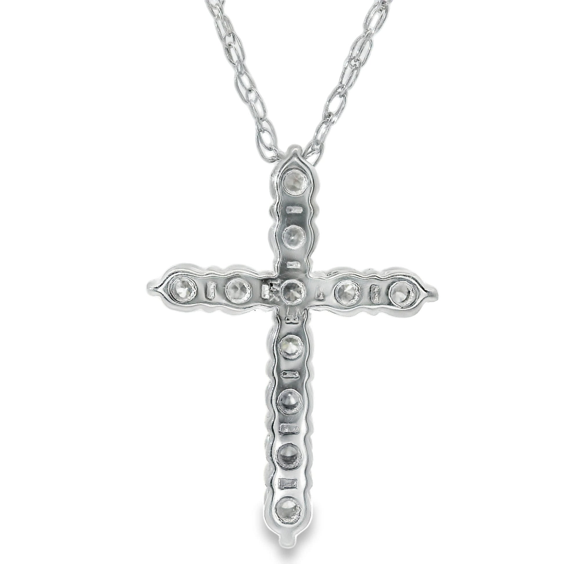 0.33 Carat Lab 14K White Gold  Diamond Sparkling Cross Pendant Necklace