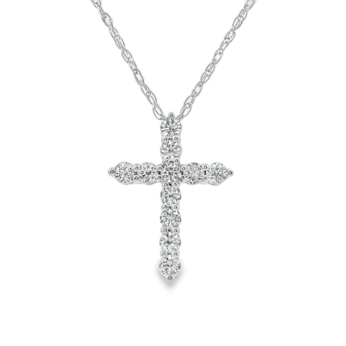 1/4 Carat Lab 14K Gold  Diamond Sparkling Cross Pendant Necklace