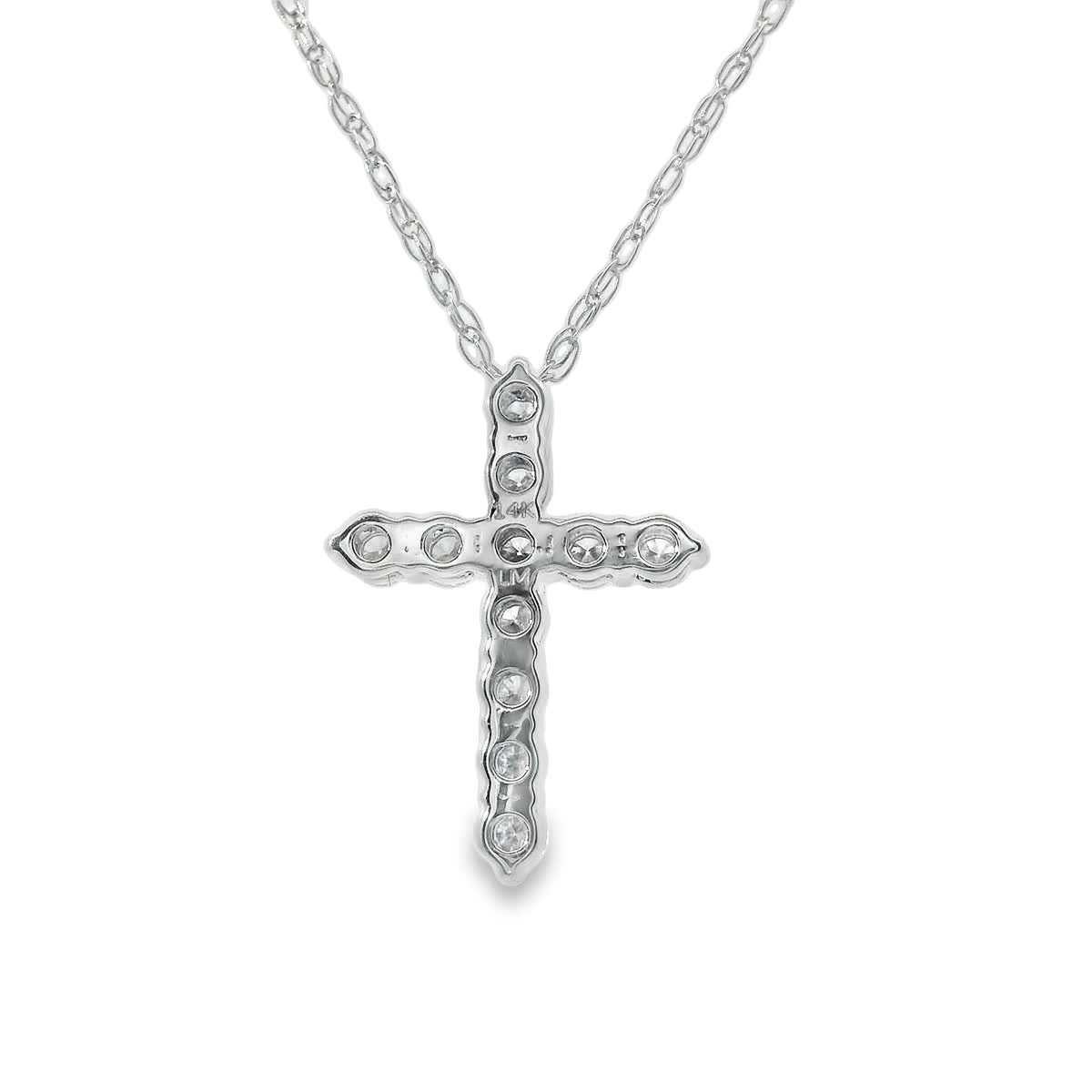 1/4 Carat Lab 14K Gold  Diamond Sparkling Cross Pendant Necklace