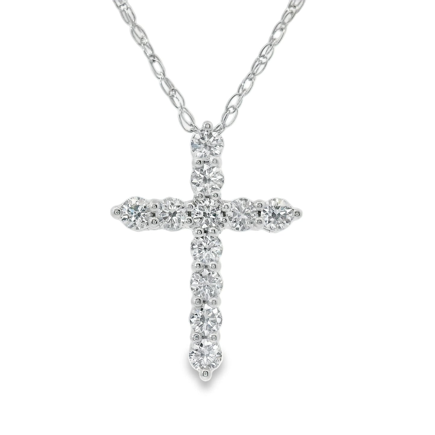 1/4 Carat Lab 14K Gold  Diamond Sparkling Cross Pendant Necklace