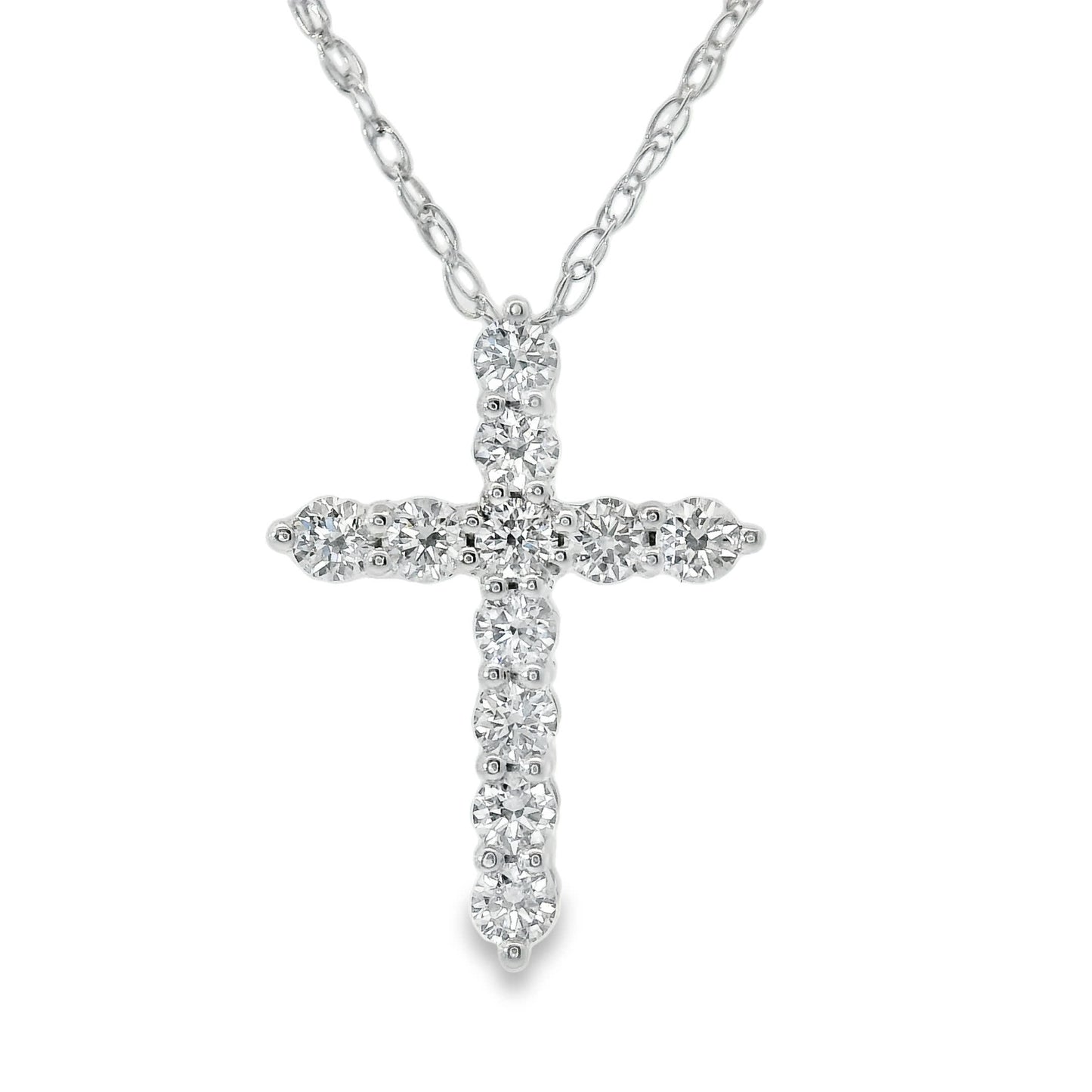 1/4 Carat Lab 14K Gold  Diamond Sparkling Cross Pendant Necklace