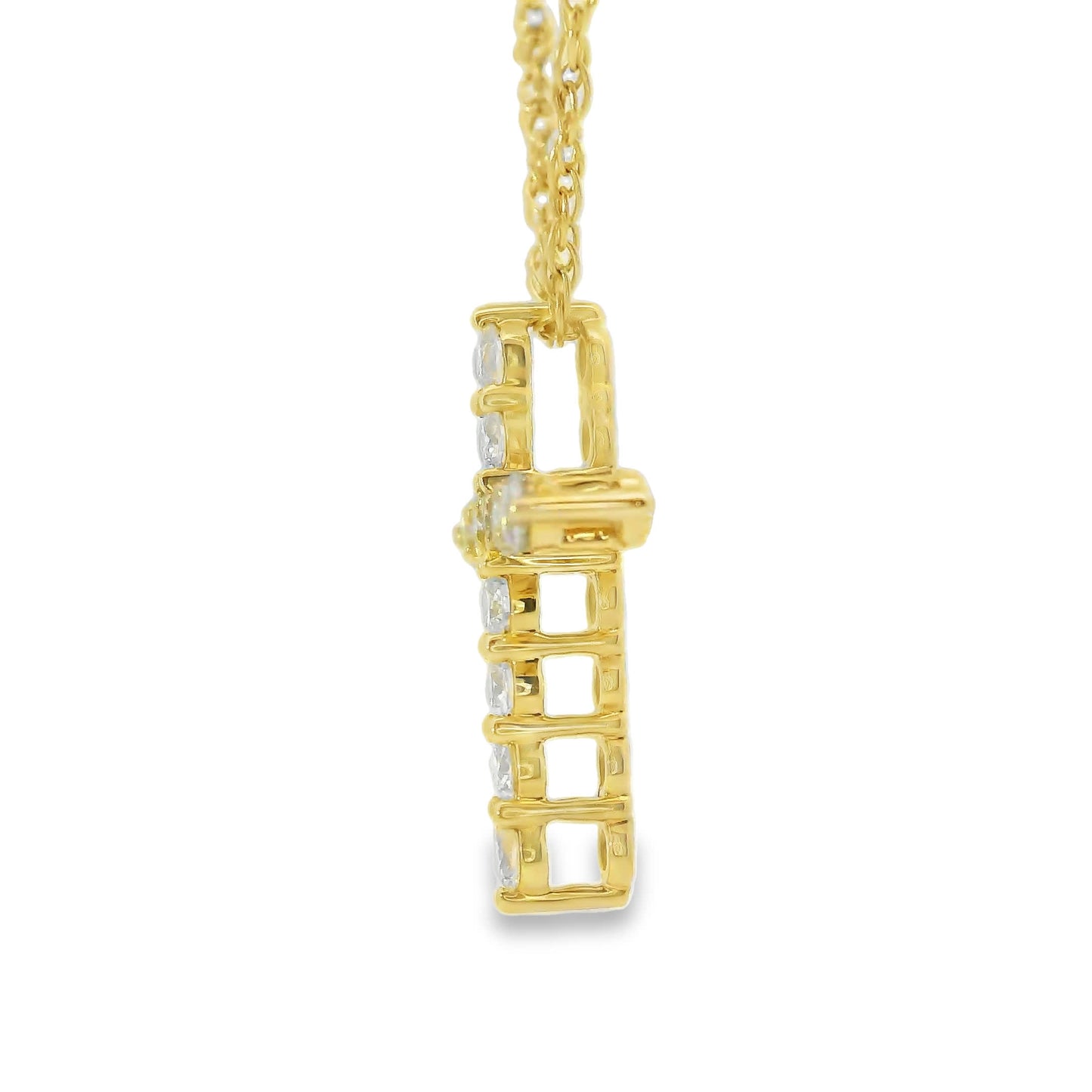 1/4 Carat Lab 14K Gold  Diamond Sparkling Cross Pendant Necklace