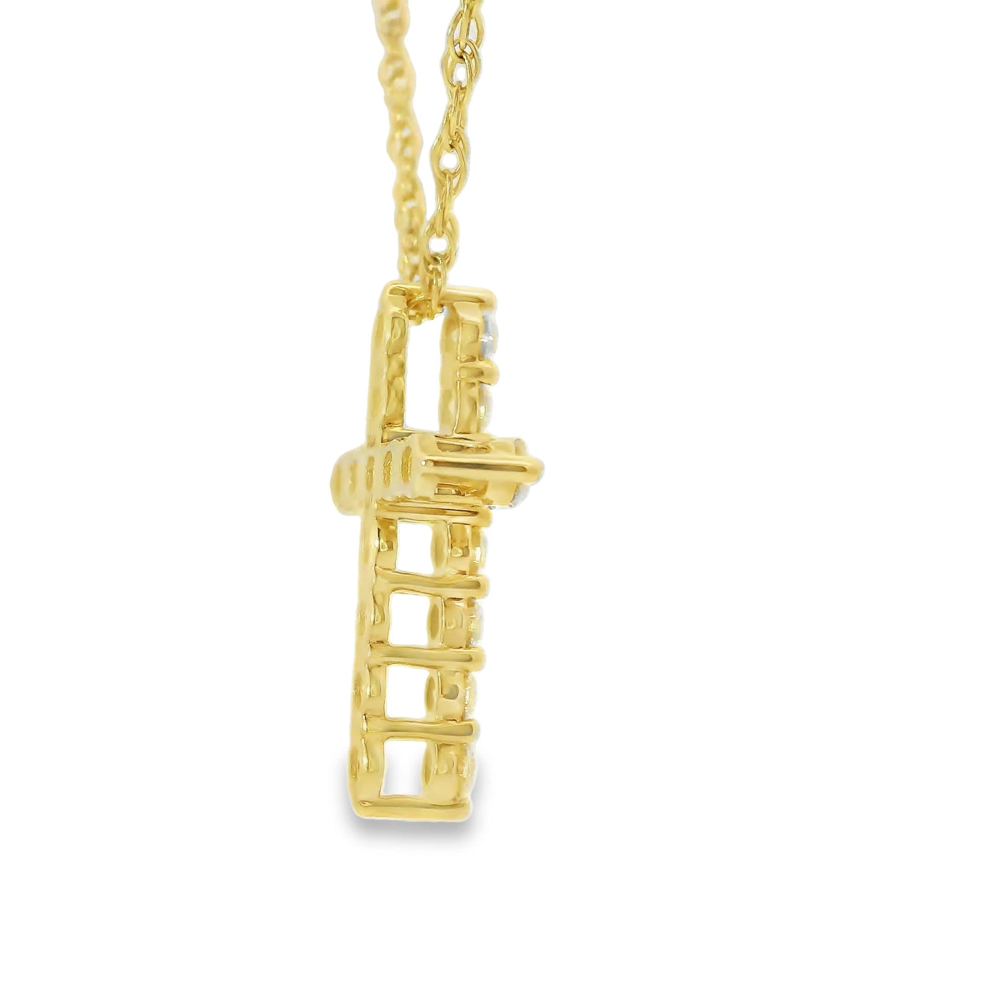 1/4 Carat Lab 14K Gold  Diamond Sparkling Cross Pendant Necklace
