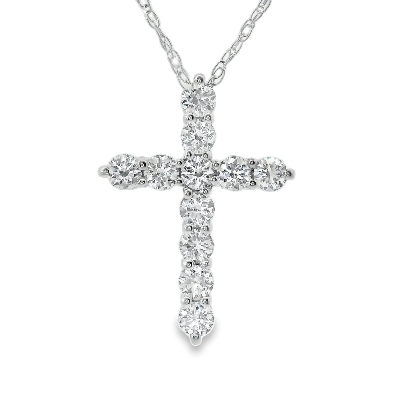 1/2 Carat Lab 14K Gold  Diamond Sparkling Cross Pendant Necklace