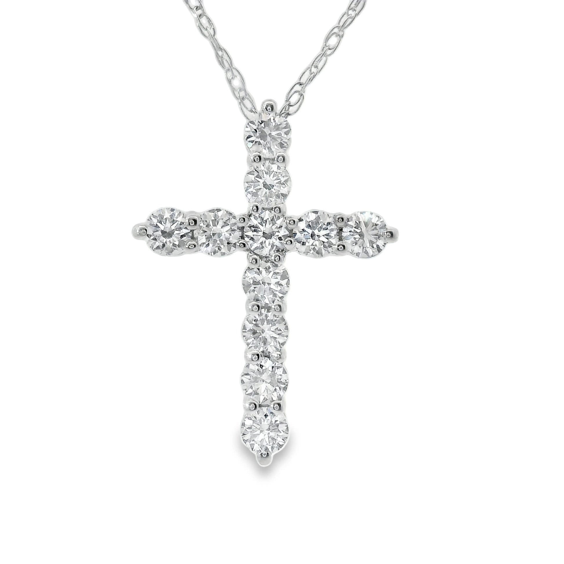 1/2 Carat Lab 14K Gold  Diamond Sparkling Cross Pendant Necklace