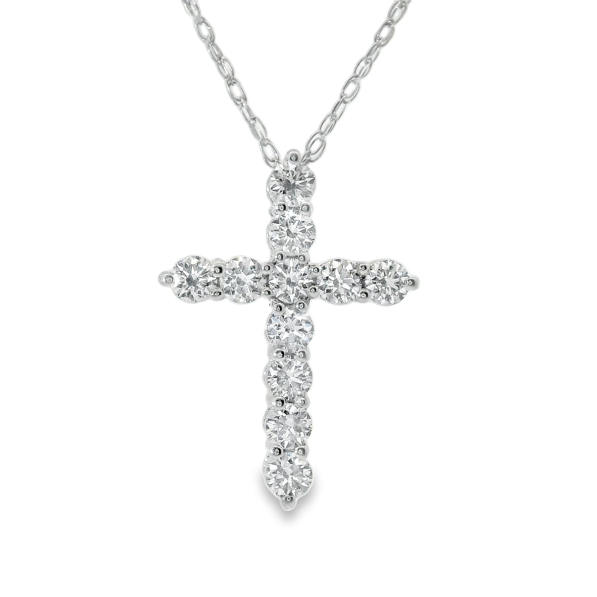 1/2 Carat Lab 14K Gold  Diamond Sparkling Cross Pendant Necklace