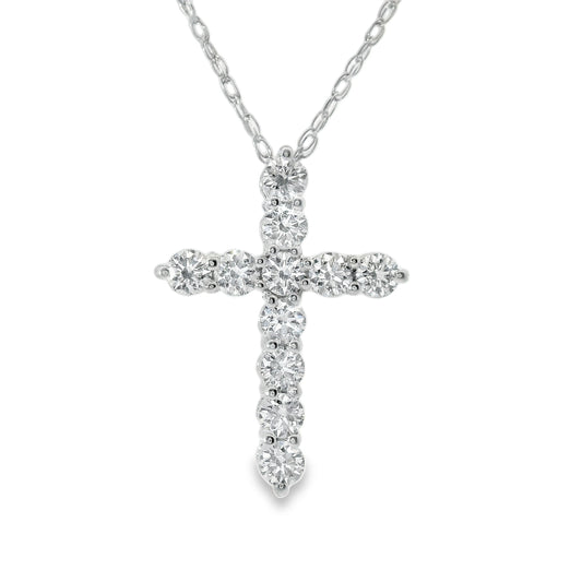 1/2 Carat Lab 14K Gold  Diamond Sparkling Cross Pendant Necklace