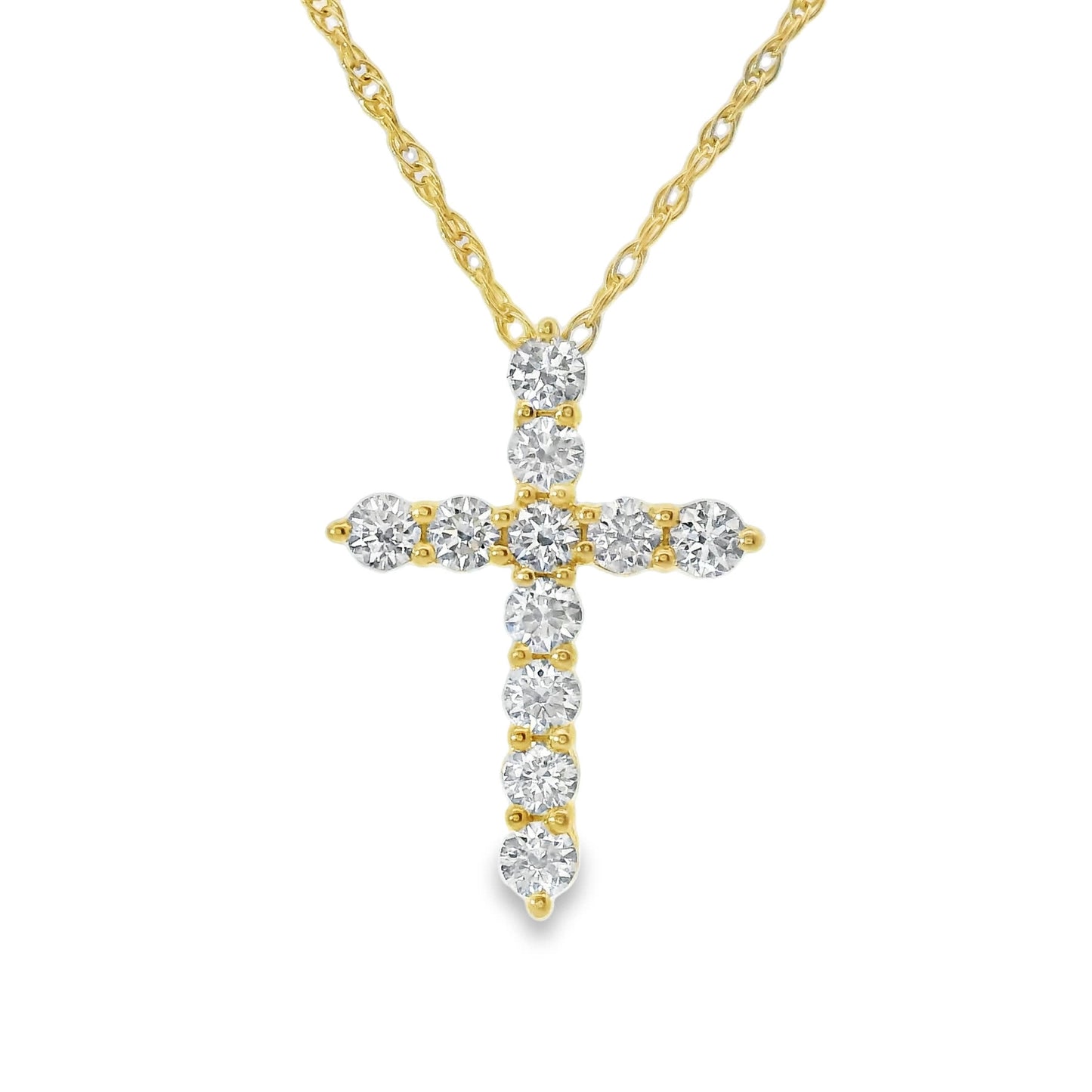 1/2 Carat Lab 14K Gold  Diamond Sparkling Cross Pendant Necklace