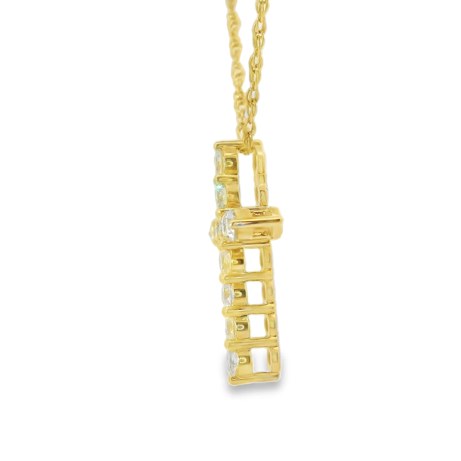 1/2 Carat Lab 14K Gold  Diamond Sparkling Cross Pendant Necklace