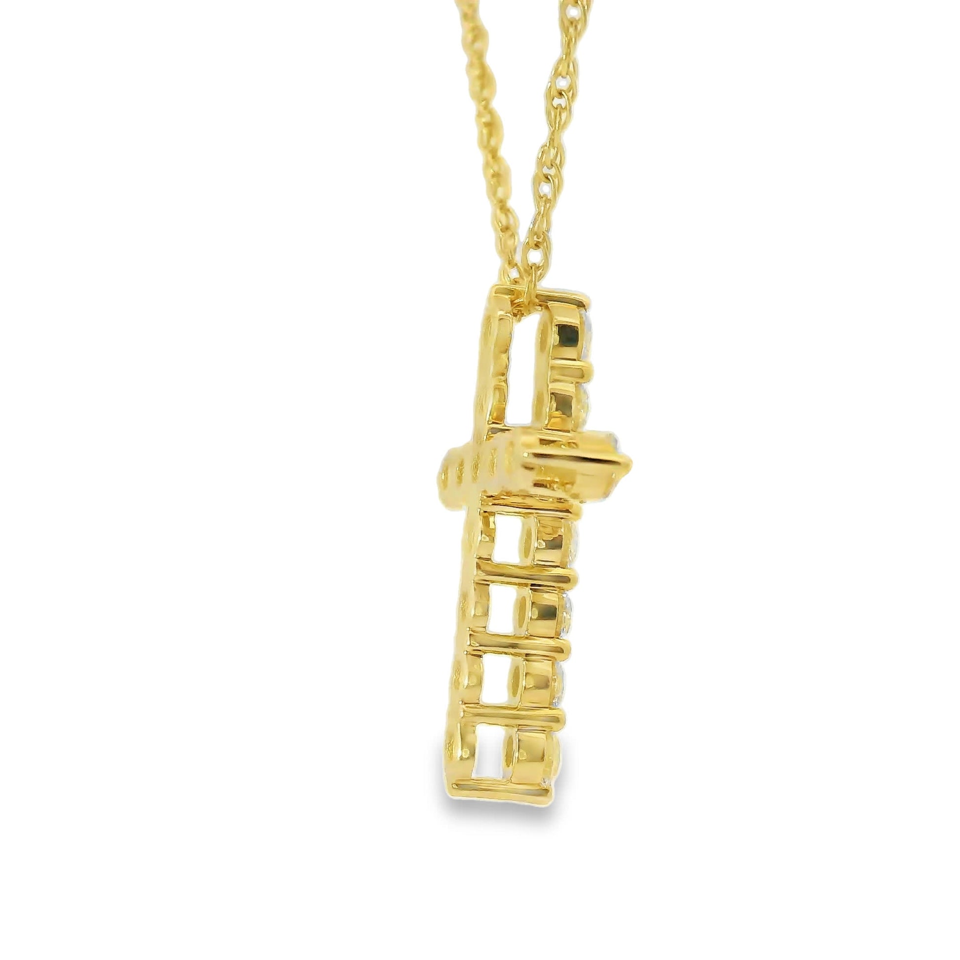 1/2 Carat Lab 14K Gold  Diamond Sparkling Cross Pendant Necklace