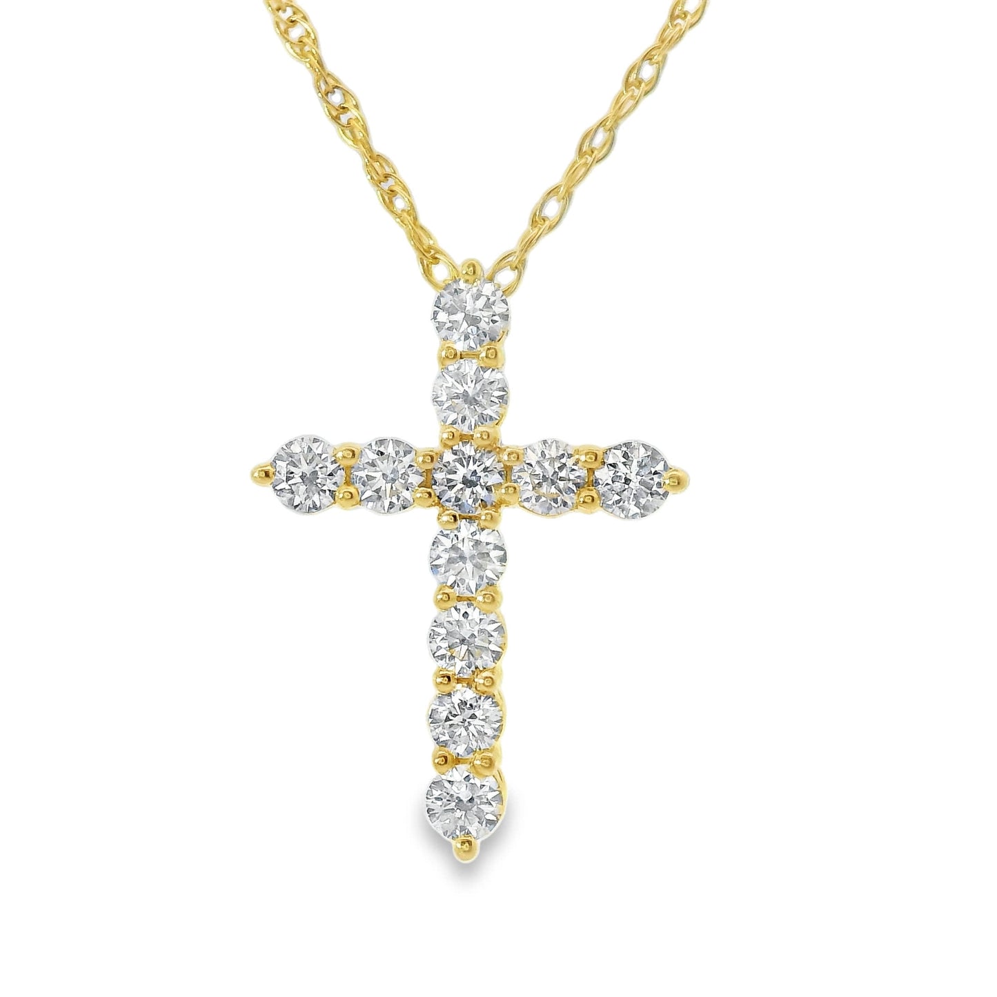 1/2 Carat Lab 14K Gold  Diamond Sparkling Cross Pendant Necklace